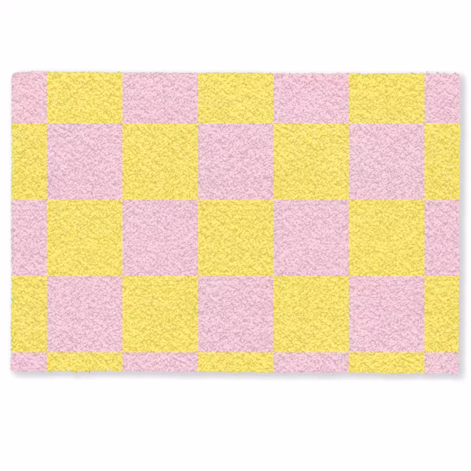 Schaakbord patroon - Geel - Roze - Blokjes Deurmat klein -zkaufland3d