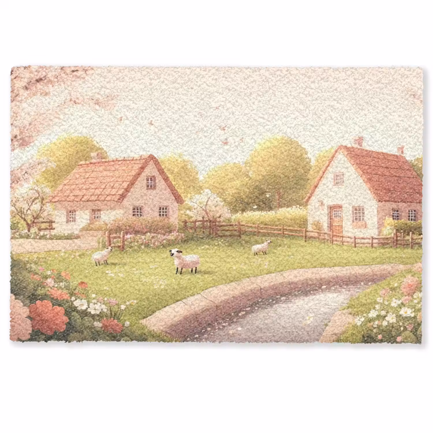 Schapen - Huisje - Platteland Deurmat klein -zkaufland3d