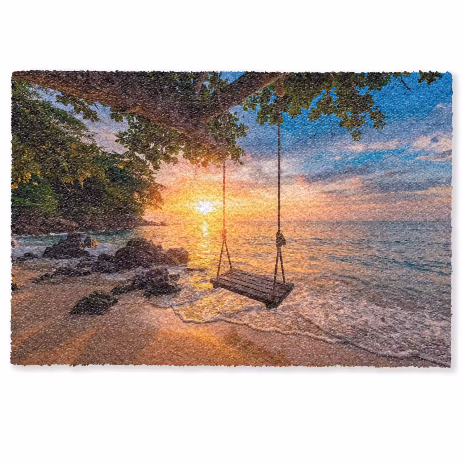 Schommel - Strand - Zonsondergang - Natuur - Oranje Deurmat klein -zkaufland3d