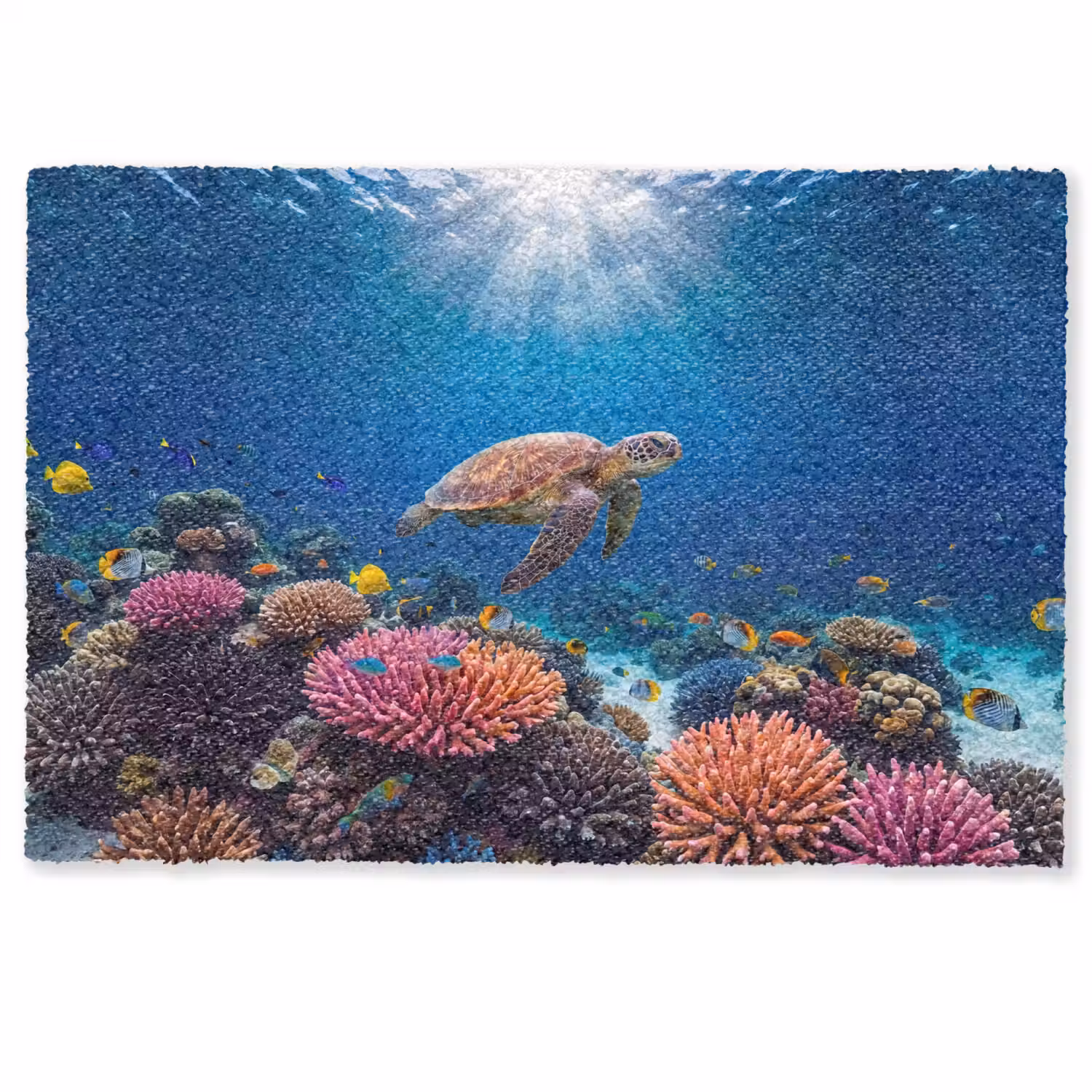 Schildpad - Koraalrif - Oceaan - Dieren - Blauw Deurmat klein -zkaufland3d