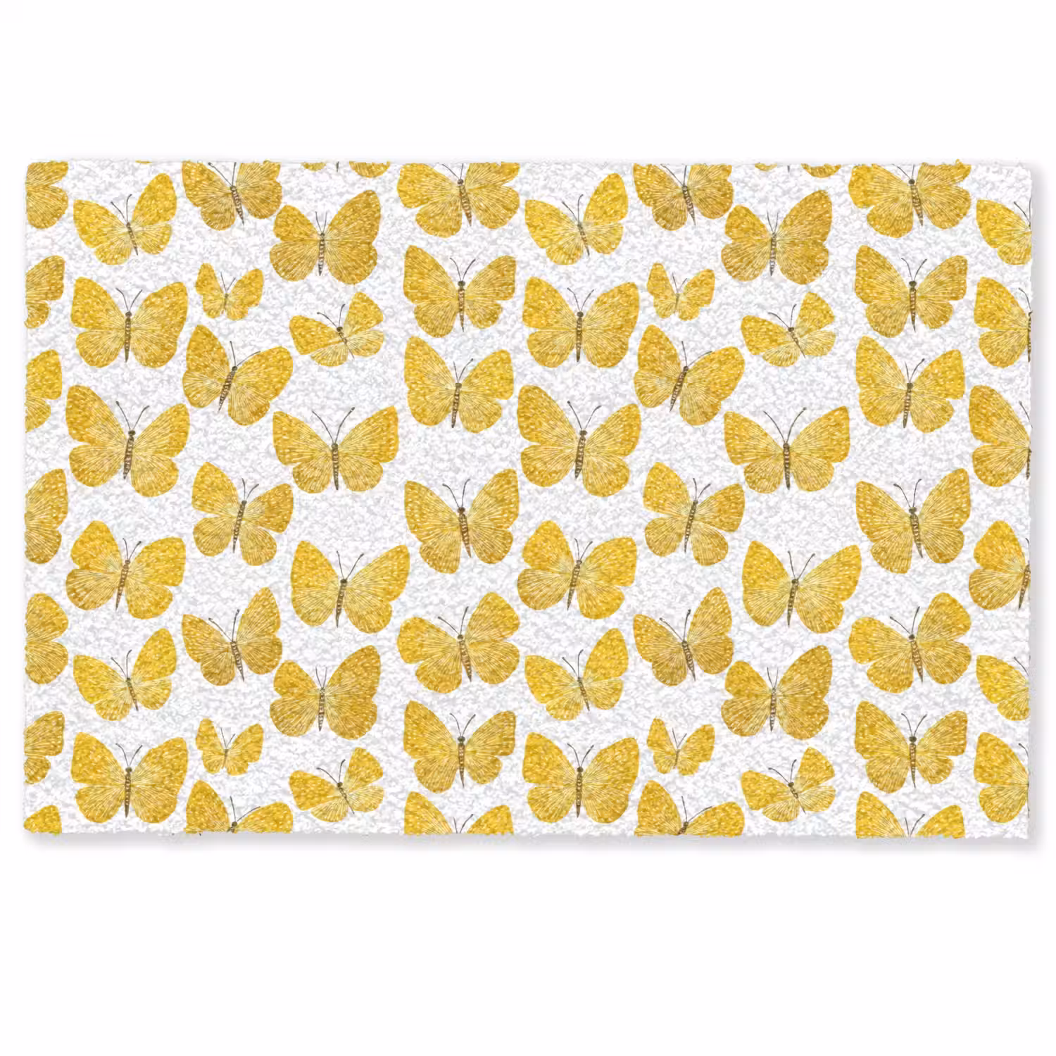 Vlinders - Botanisch - Illustratie - Geel - Wit Deurmat klein 898 -zkaufland3d