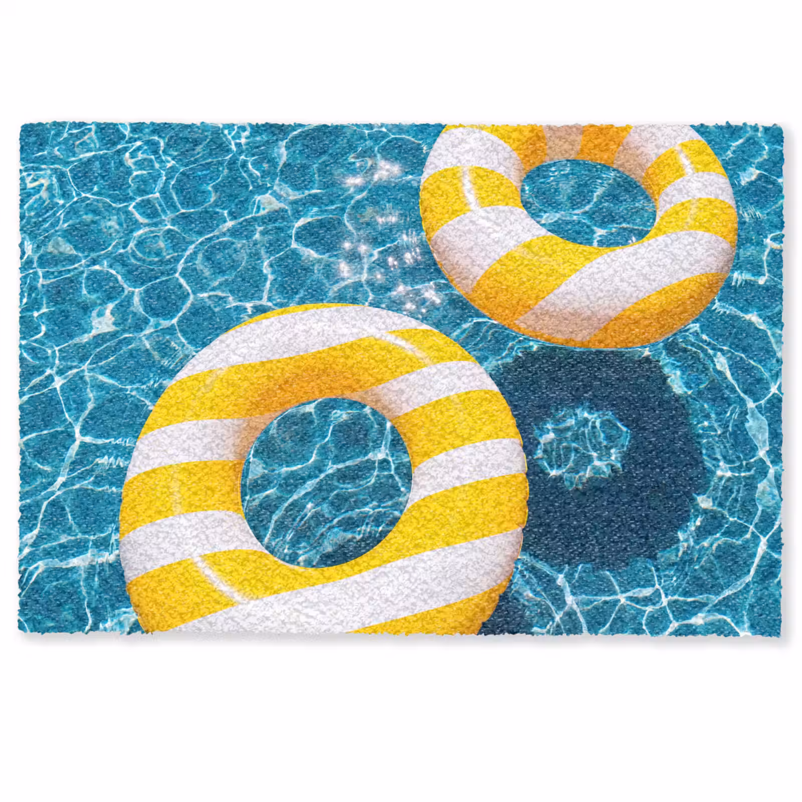 Fußmatte - Schwimmbad – Schwimmringe – Sommer – Gelb – Blau - Zwembad - Zwembanden - Zomer - Geel - Blauw Deurmat klein