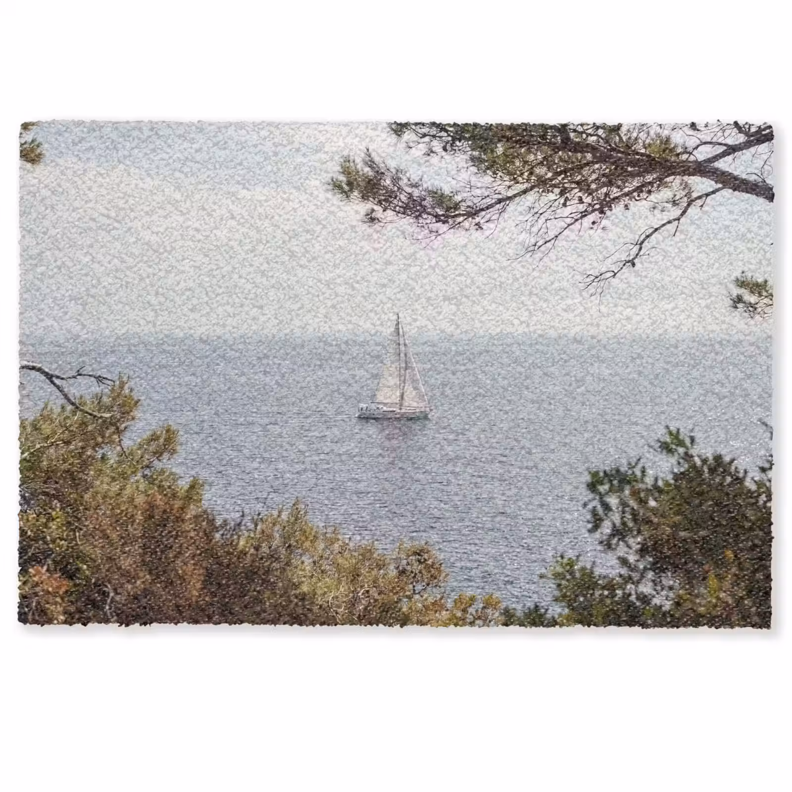 Fußmatte - Segelboot – Bäume – Wasser - Zeilboot - bomen - water Deurmat klein