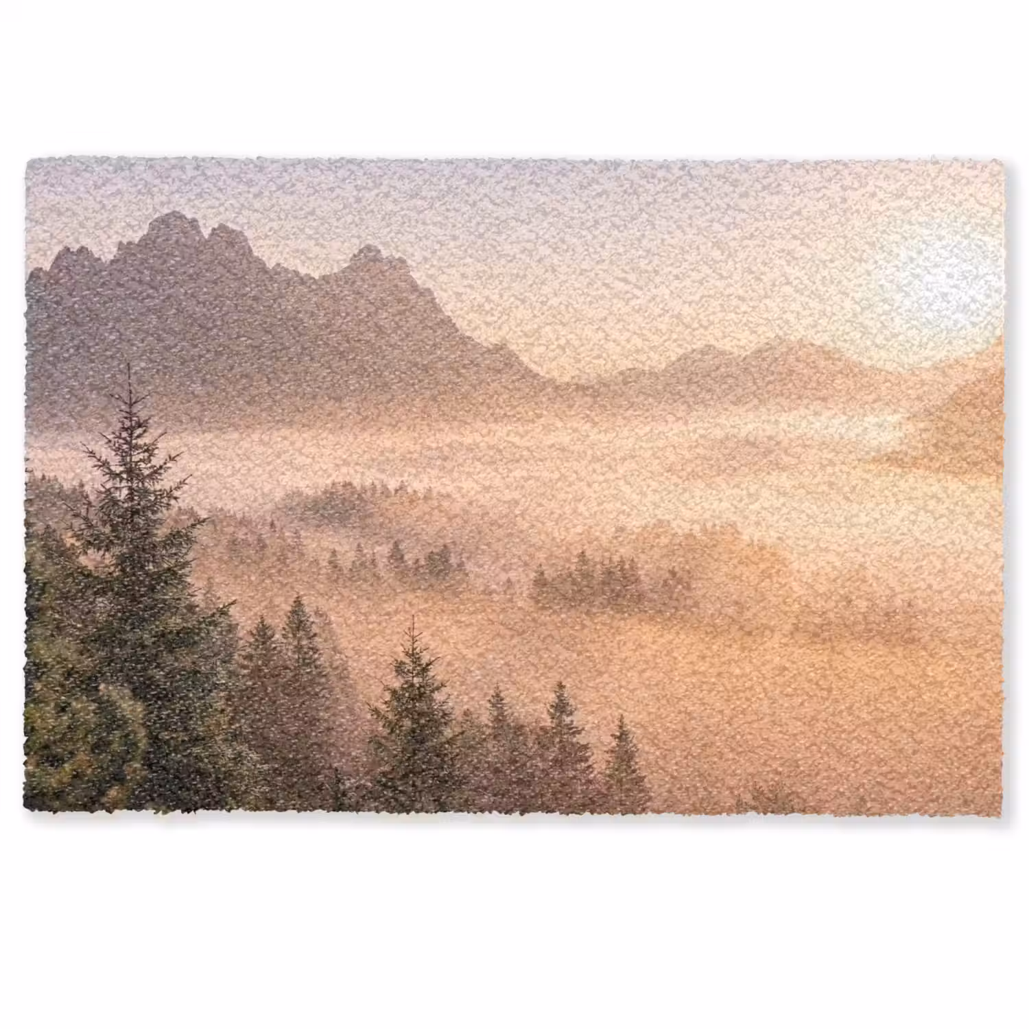 Zonlicht - Mist - Bergen - Bomen Deurmat klein -zkaufland3d