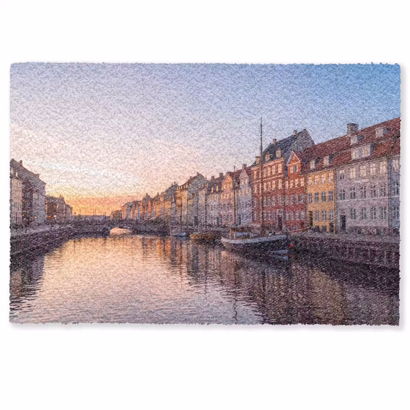 Fußmatte - Stadt – Kanal – Sonnenuntergang – Klassisch – Farbenfroh - Stad - Gracht - Zonsondergang - Klassiek - Kleurrijk Deurmat klein