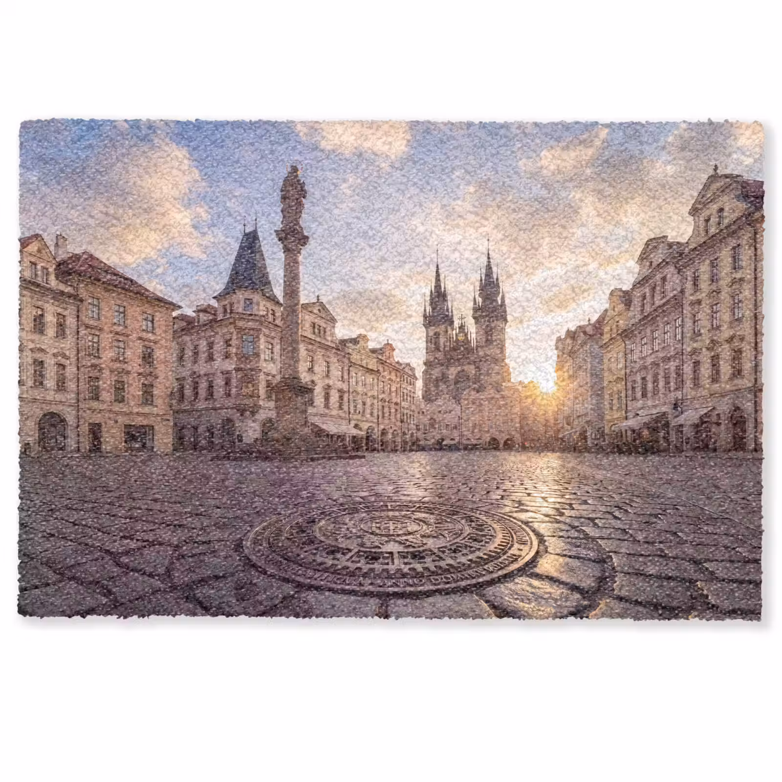 Fußmatte - Stadt – Prag – Morgen – Architektur – Gold - Stad - Praag - Ochtend - Architectuur - Goud Deurmat klein
