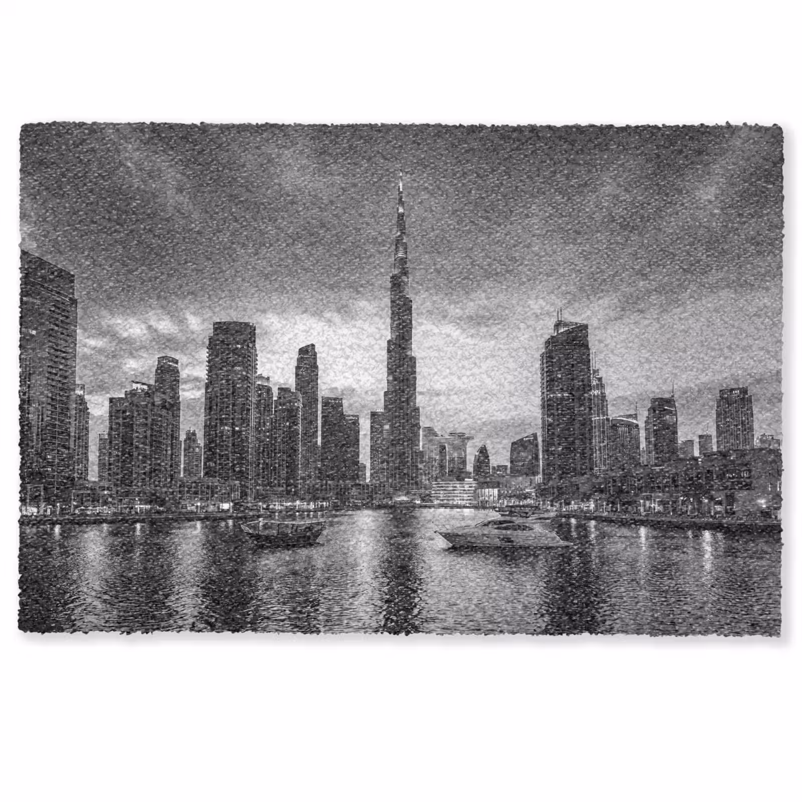 Fußmatte - Stadt – Skyline – Architektur – Abend – Schwarz-Weiß - Stad - Skyline - Architectuur - Avond - Zwart-wit Deurmat klein