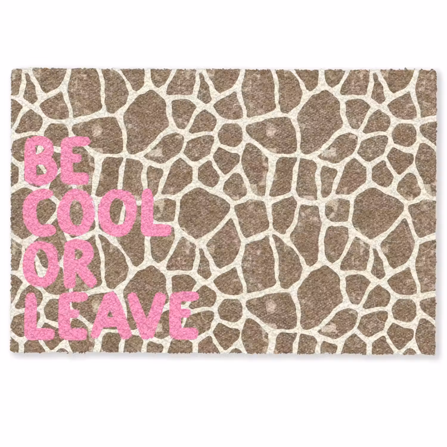 Tekst - Be cool or leave - Roze - Giraffenprint Deurmat klein -zkaufland3d