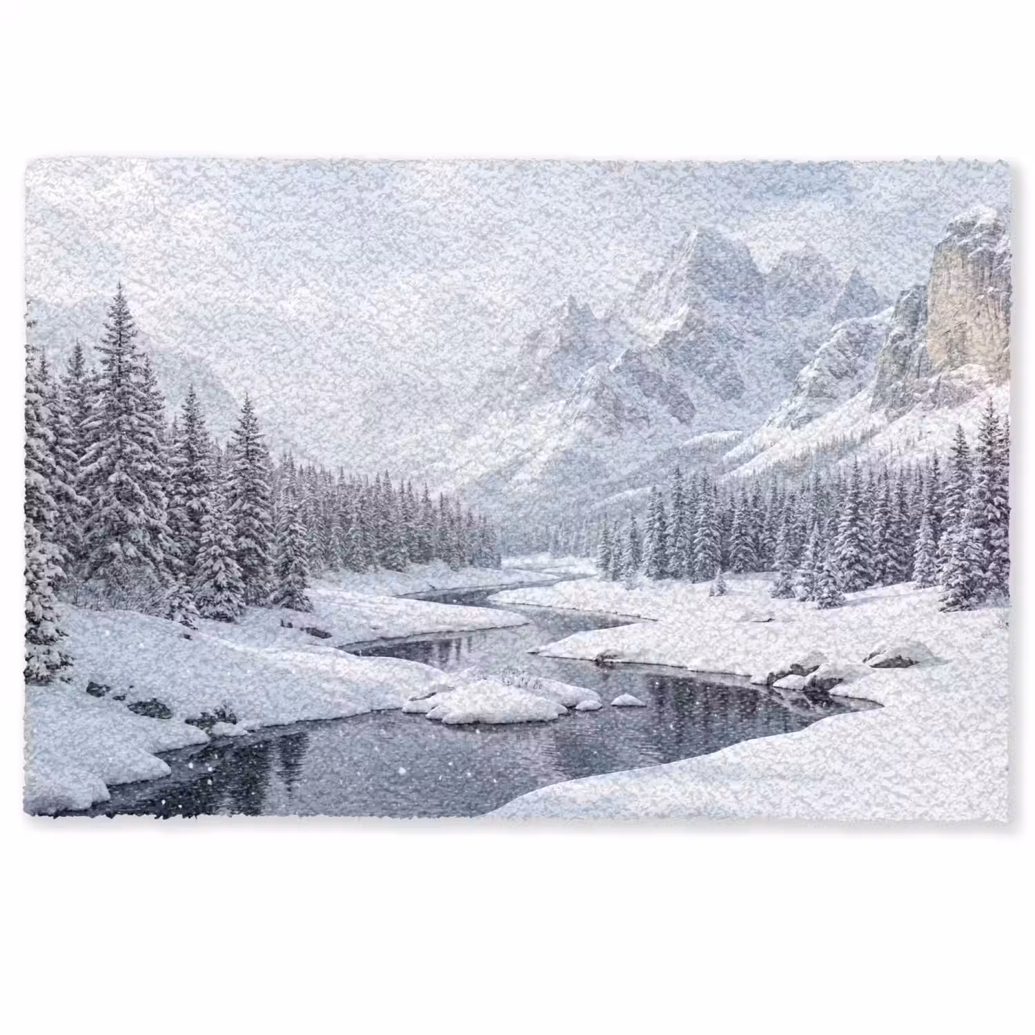 Sneeuwlandschap - Bergen - Rivier - Winter Deurmat klein -zkaufland3d