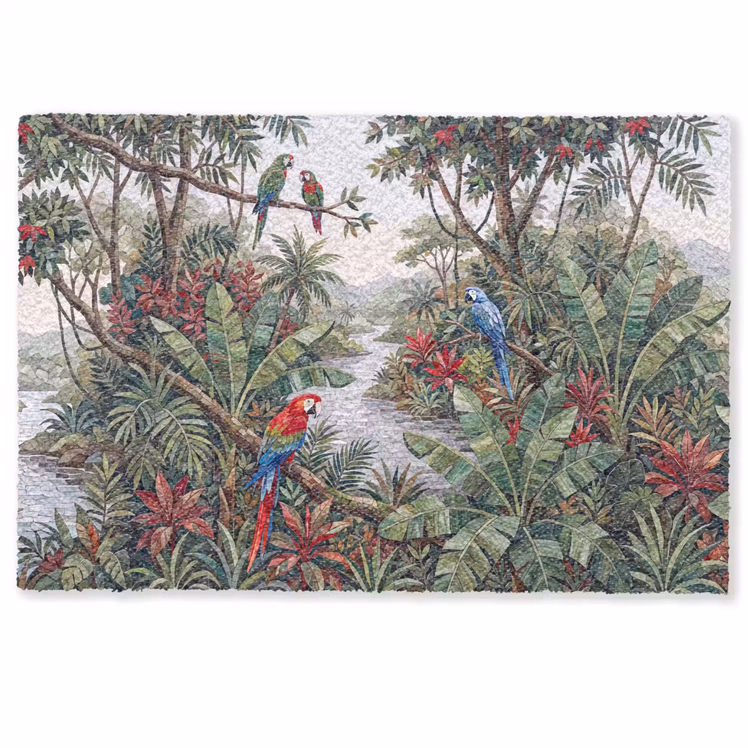 Vogel - Jungle - Natuur - Mozaïek - Groen Deurmat klein -zkaufland3d