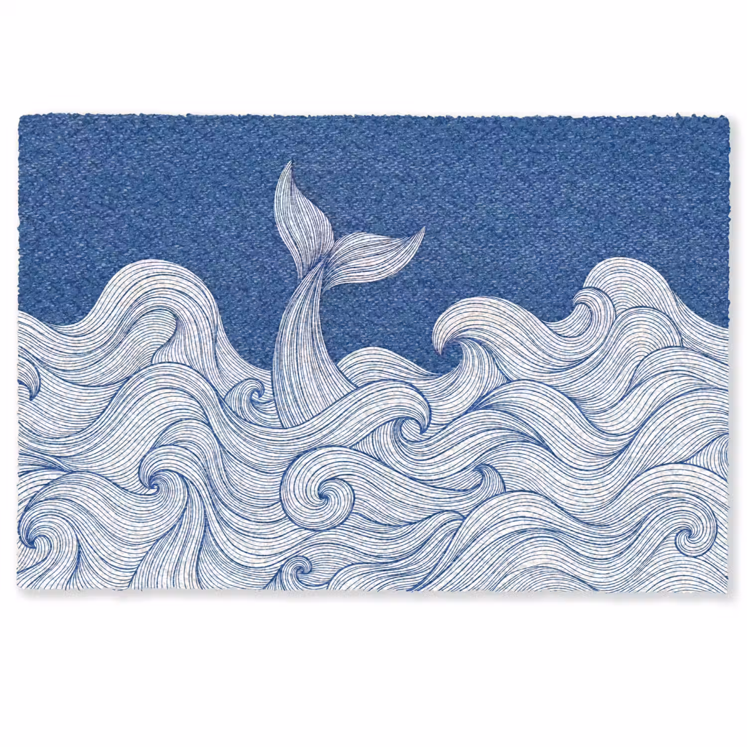 Walvis - Staart - Golven - Lijntekening - Blauw Deurmat klein -zkaufland3d