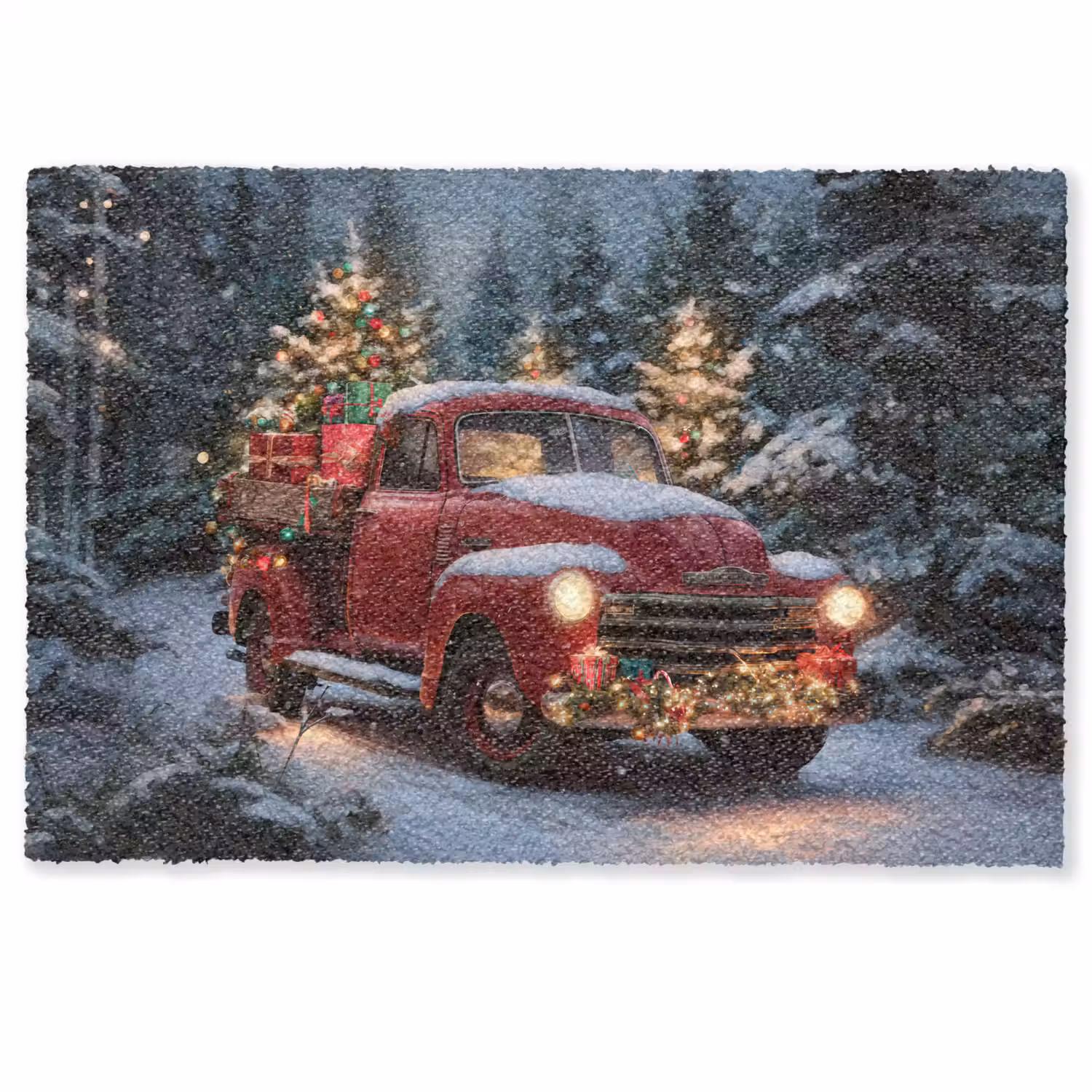 Kersttruck - Sneeuwbos - Rood Deurmat klein -zkaufland3d