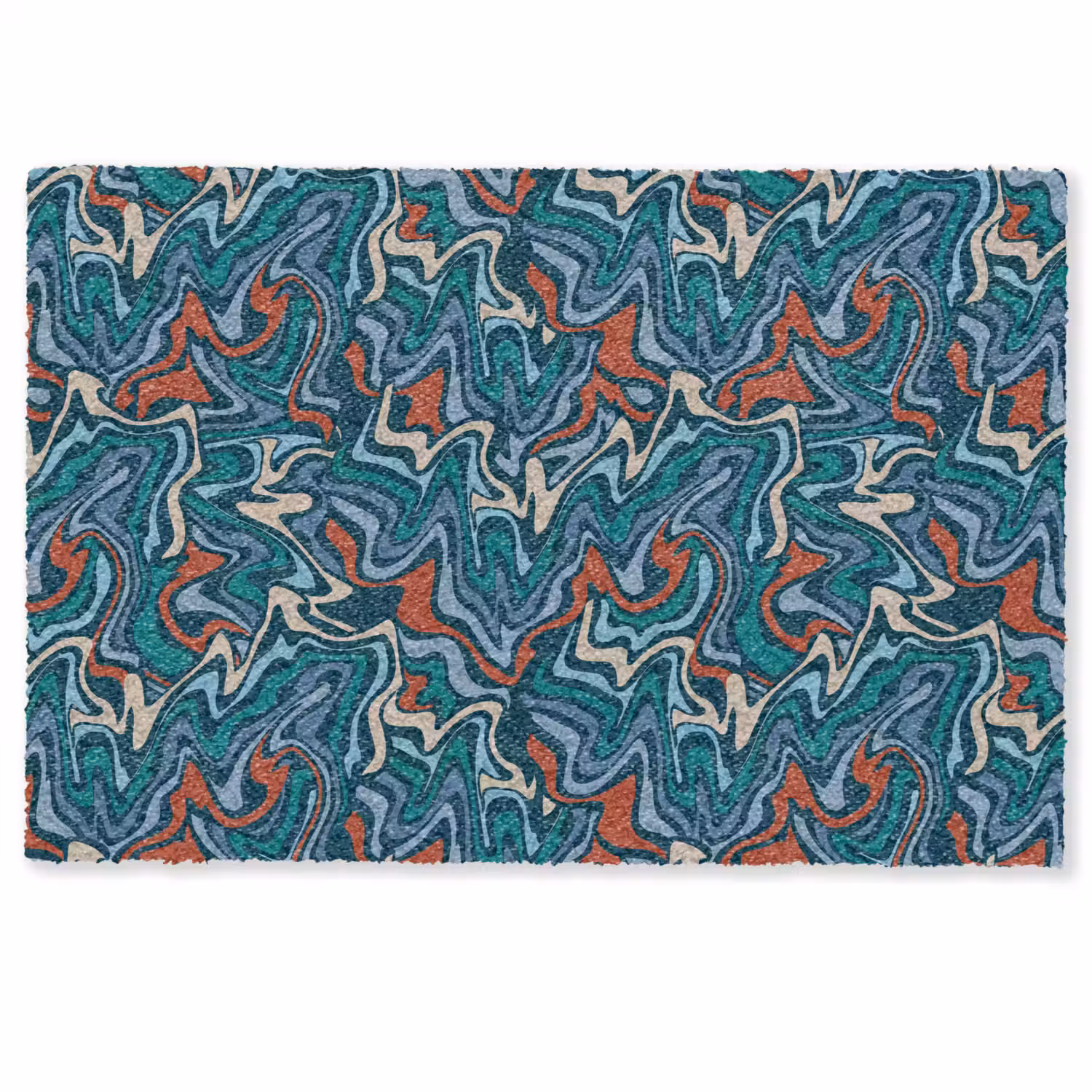 Golven - Retro - Blauw - Patroon Deurmat klein 898 -zkaufland3d