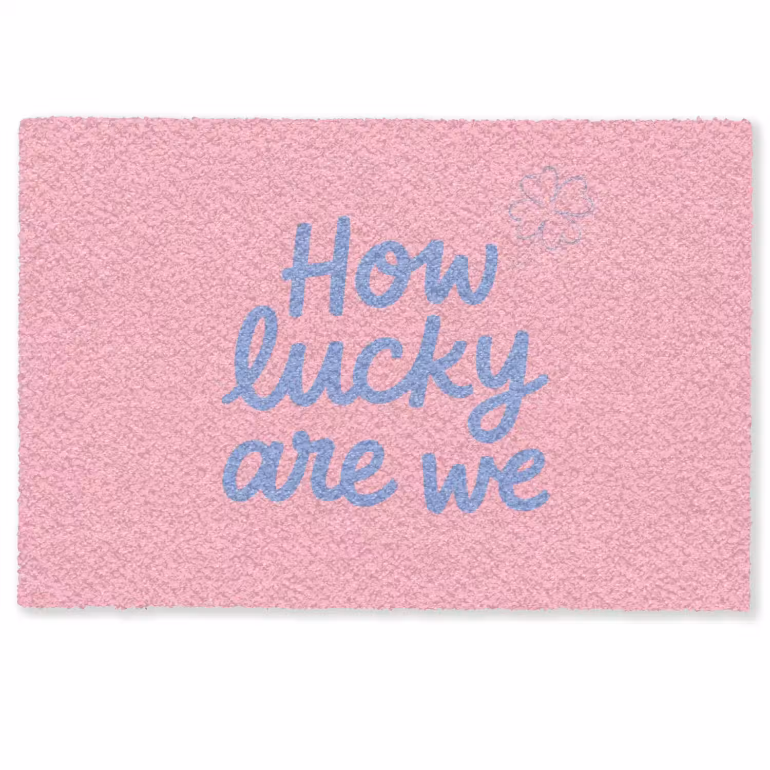 How lucky are we - Klavervier - Roze - Blauw Deurmat klein -zkaufland3d