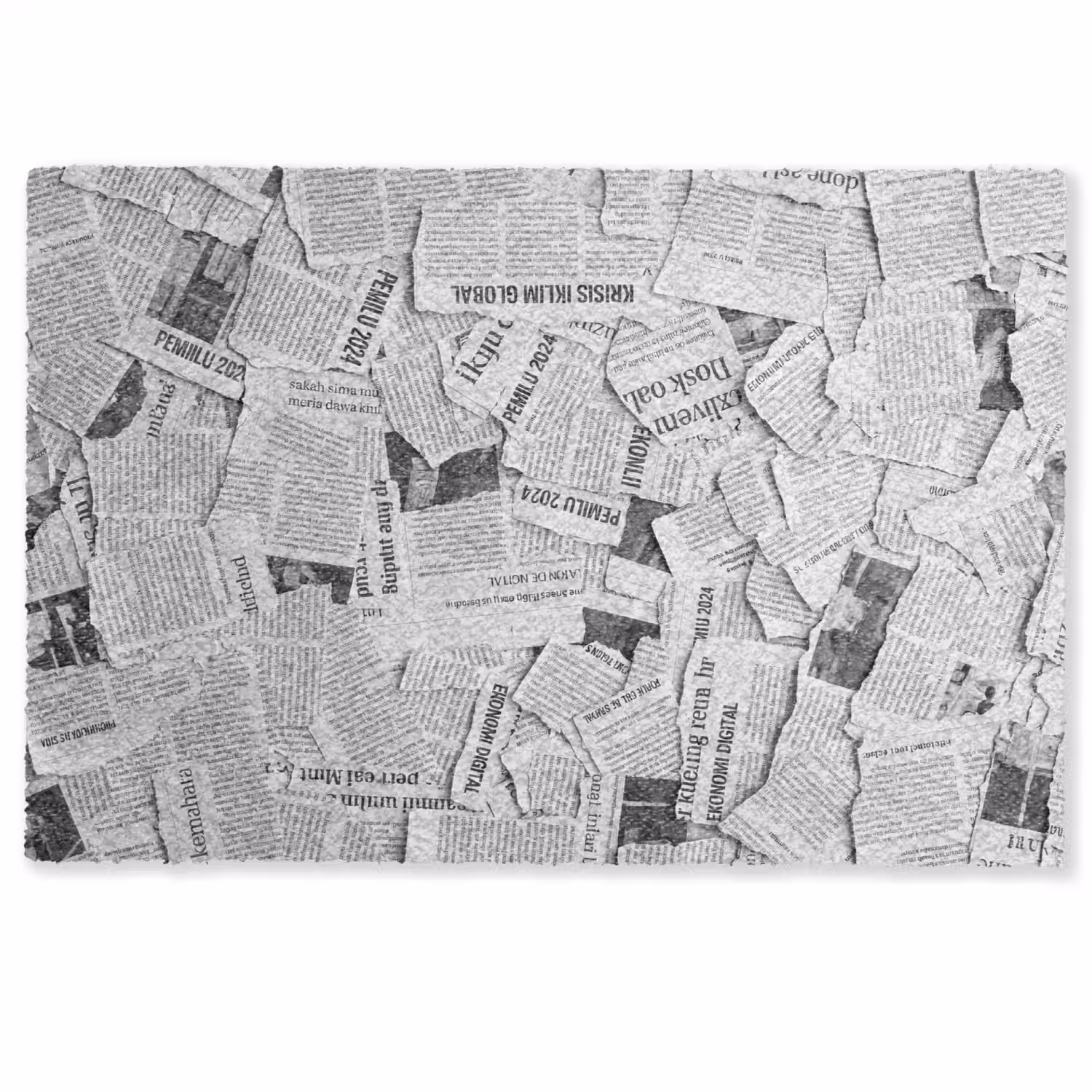Krant - Versnipperd - Textuur - Zwart-wit - Abstract Deurmat klein -zkaufland3d