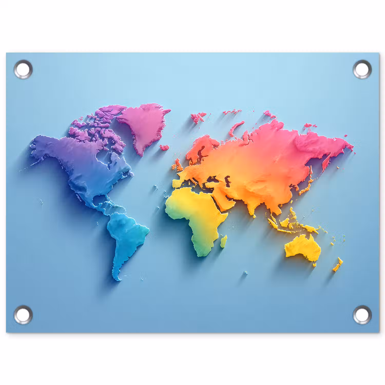 3D - Regenboog - Wereldkaart tuinposter los doek klein -3d