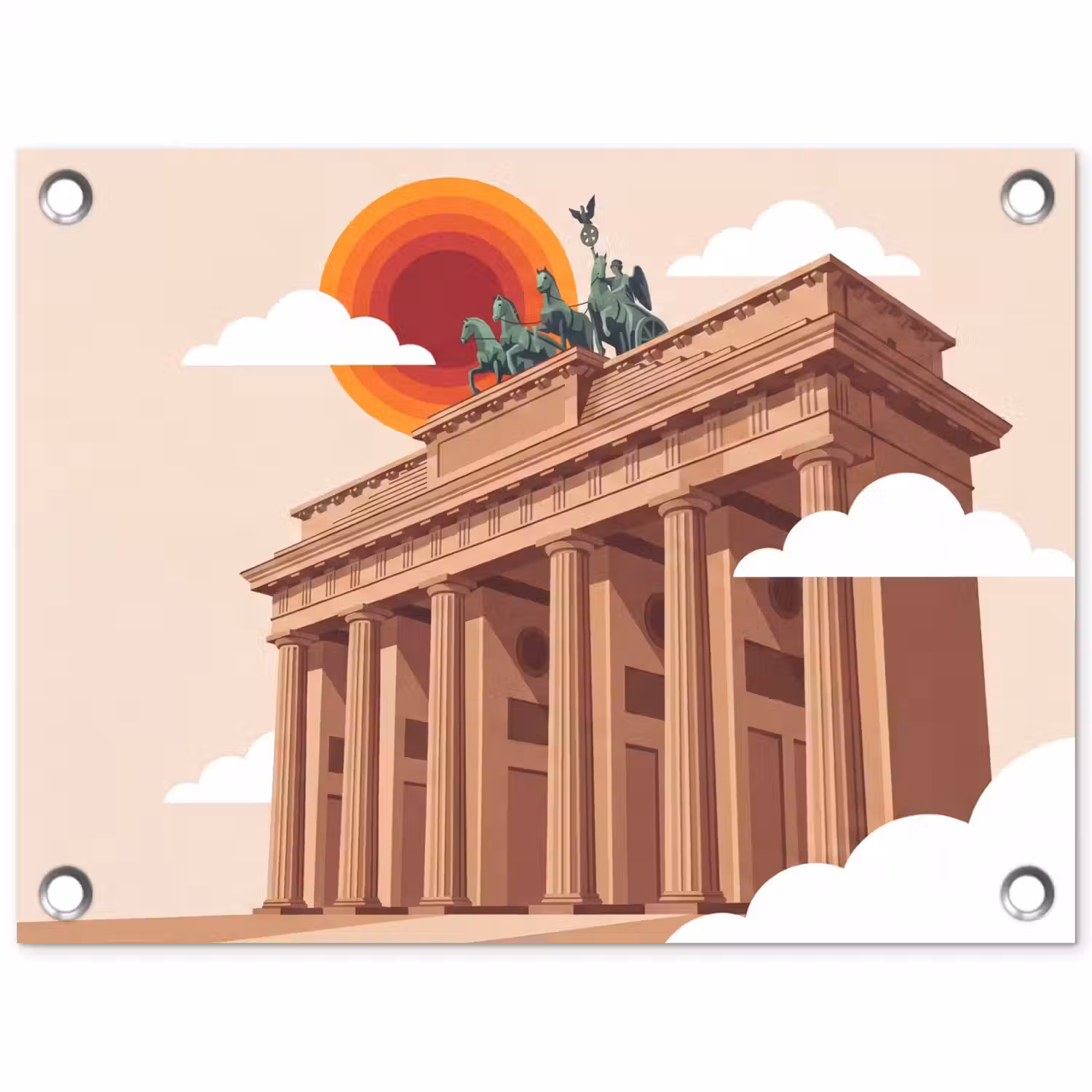Architectuur - Brandenburg - Berlijn - Zonsondergang - Historisch tuinposter los doek klein -3d