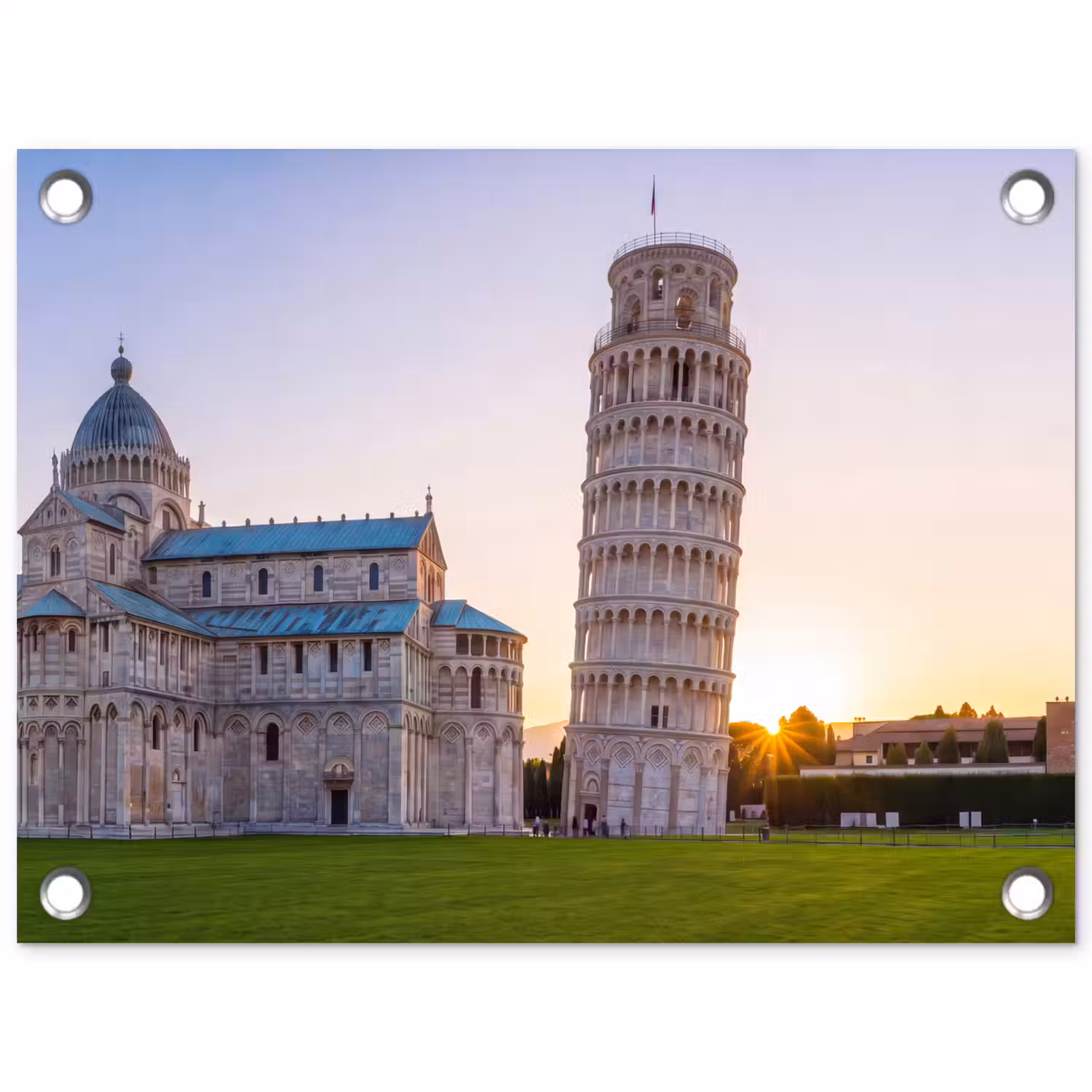 Architectuur - Toren - Pisa - Italië - Zonsondergang tuinposter los doek klein -3d