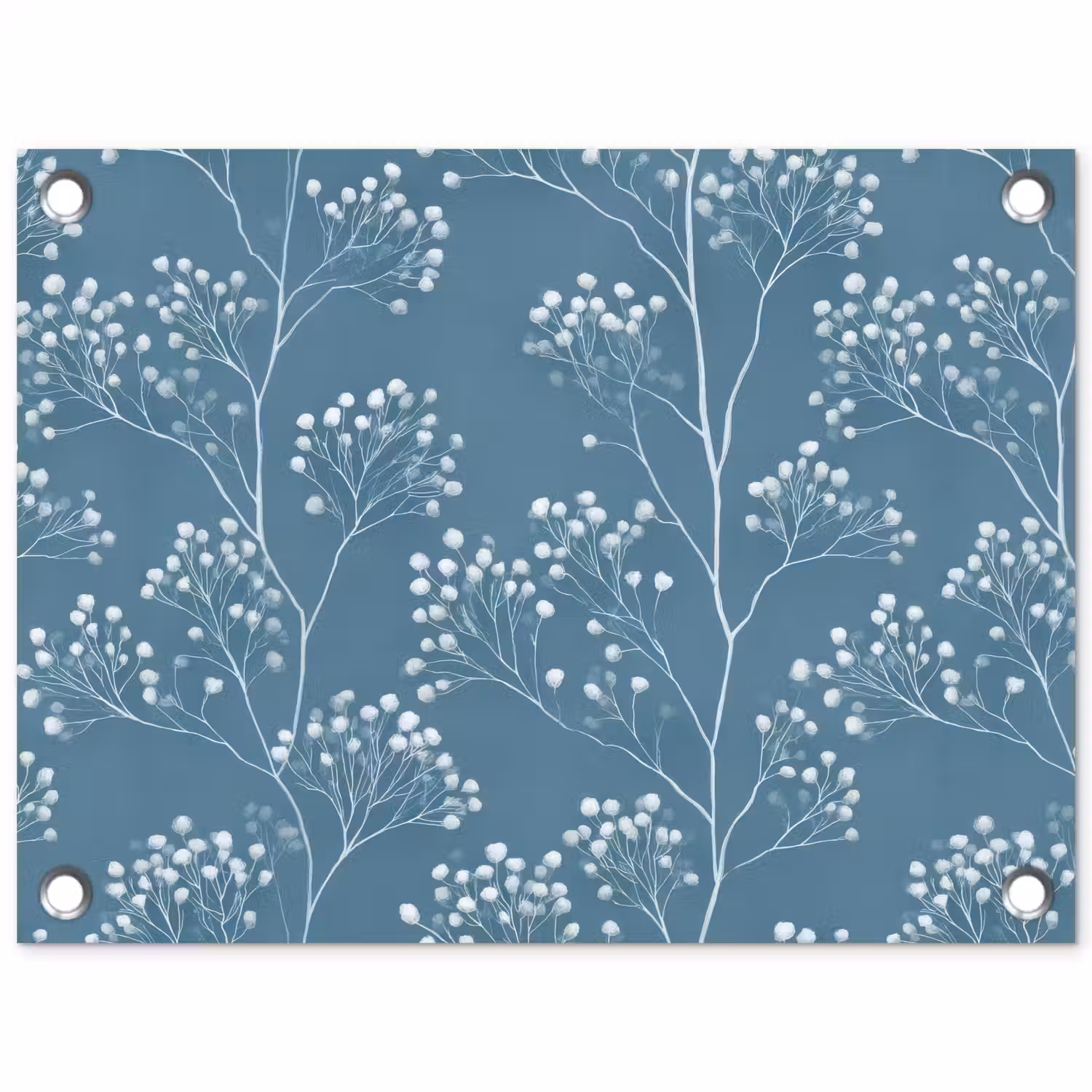 Takken - Bessen - Patroon - Lichtblauw tuinposter los doek klein 239 -3d