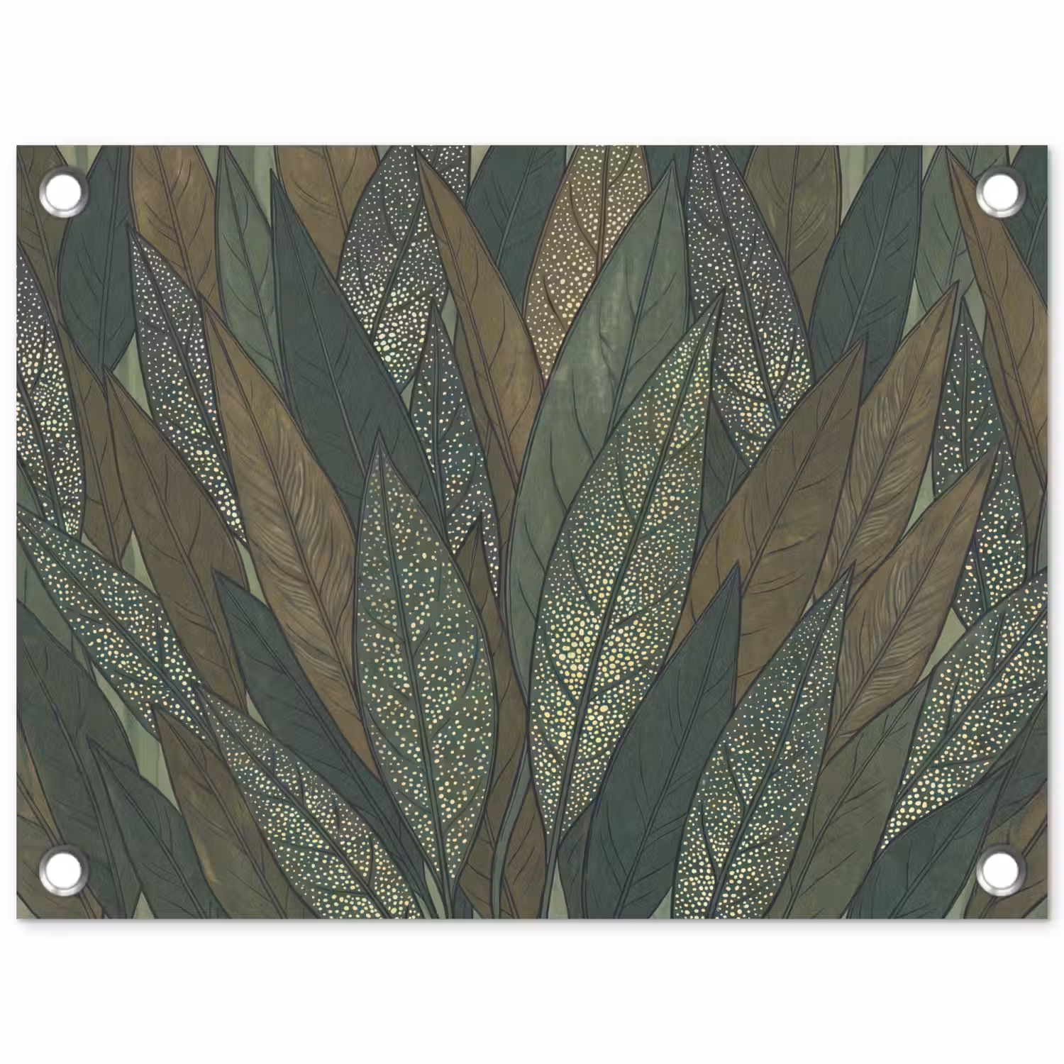 Bladeren - Patroon - Gestippeld - Natuur - Groen tuinposter los doek klein -3d
