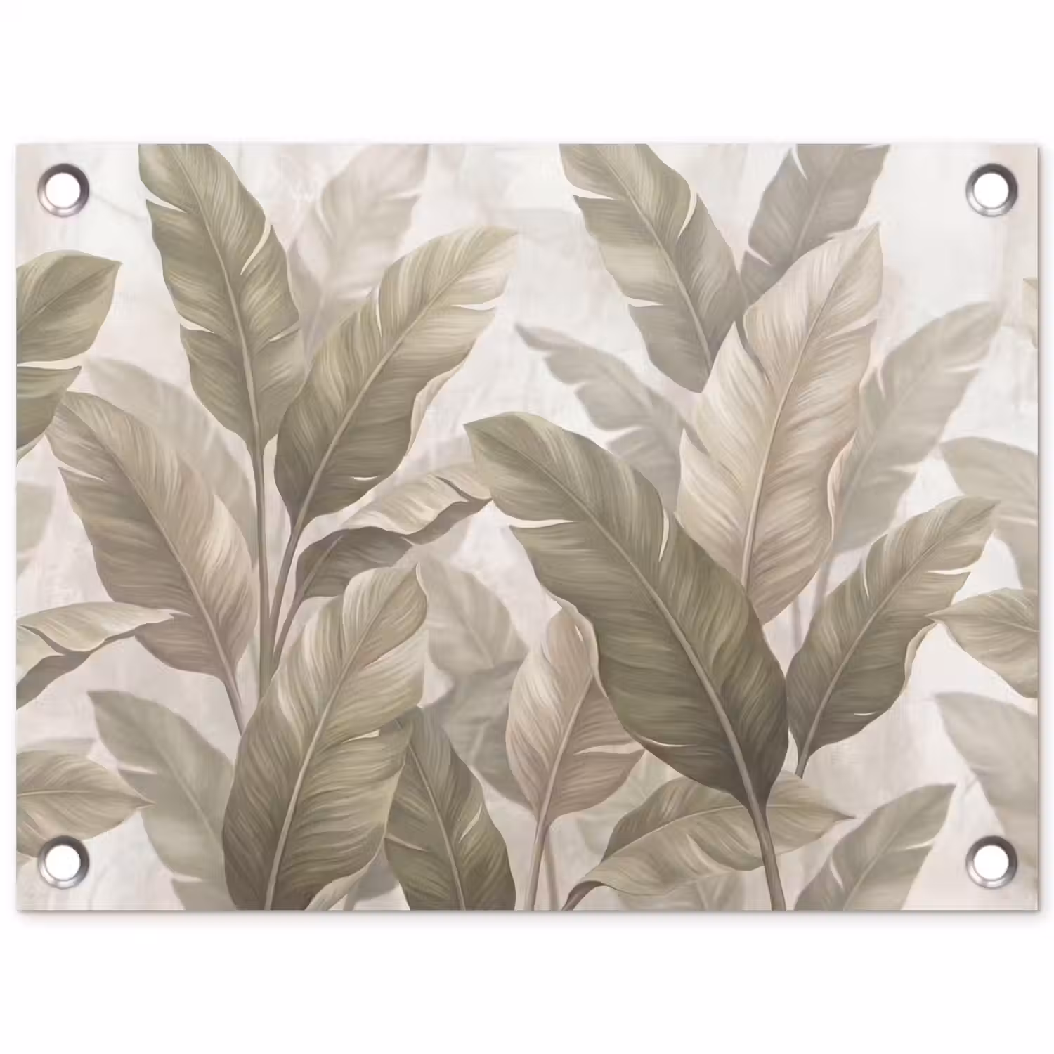 Bladeren - Tropisch - Natuur - Abstract - Beige tuinposter los doek klein -3d