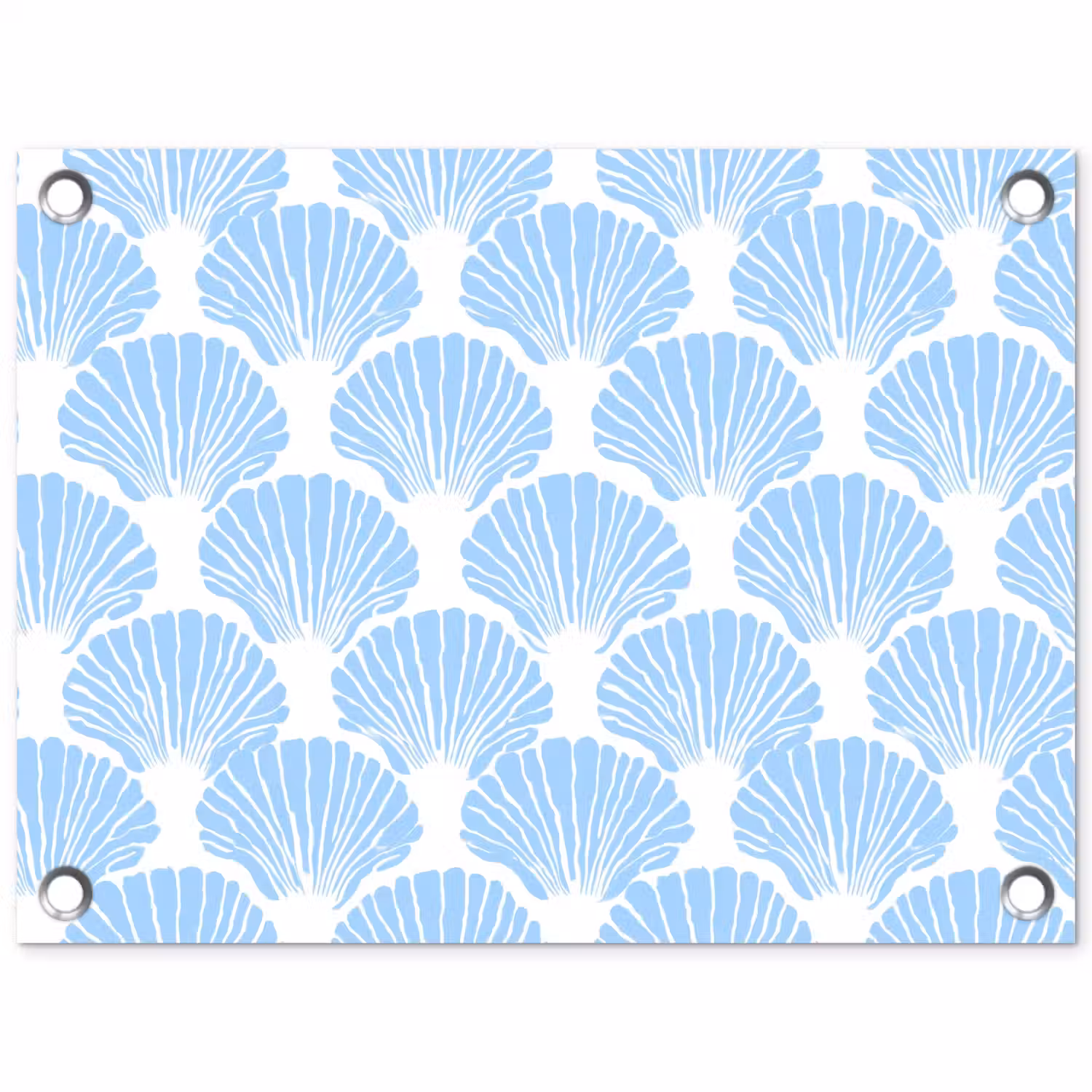 Blauw - Wit - Schelpen - Grafisch - Structuur tuinposter los doek klein 239 -3d