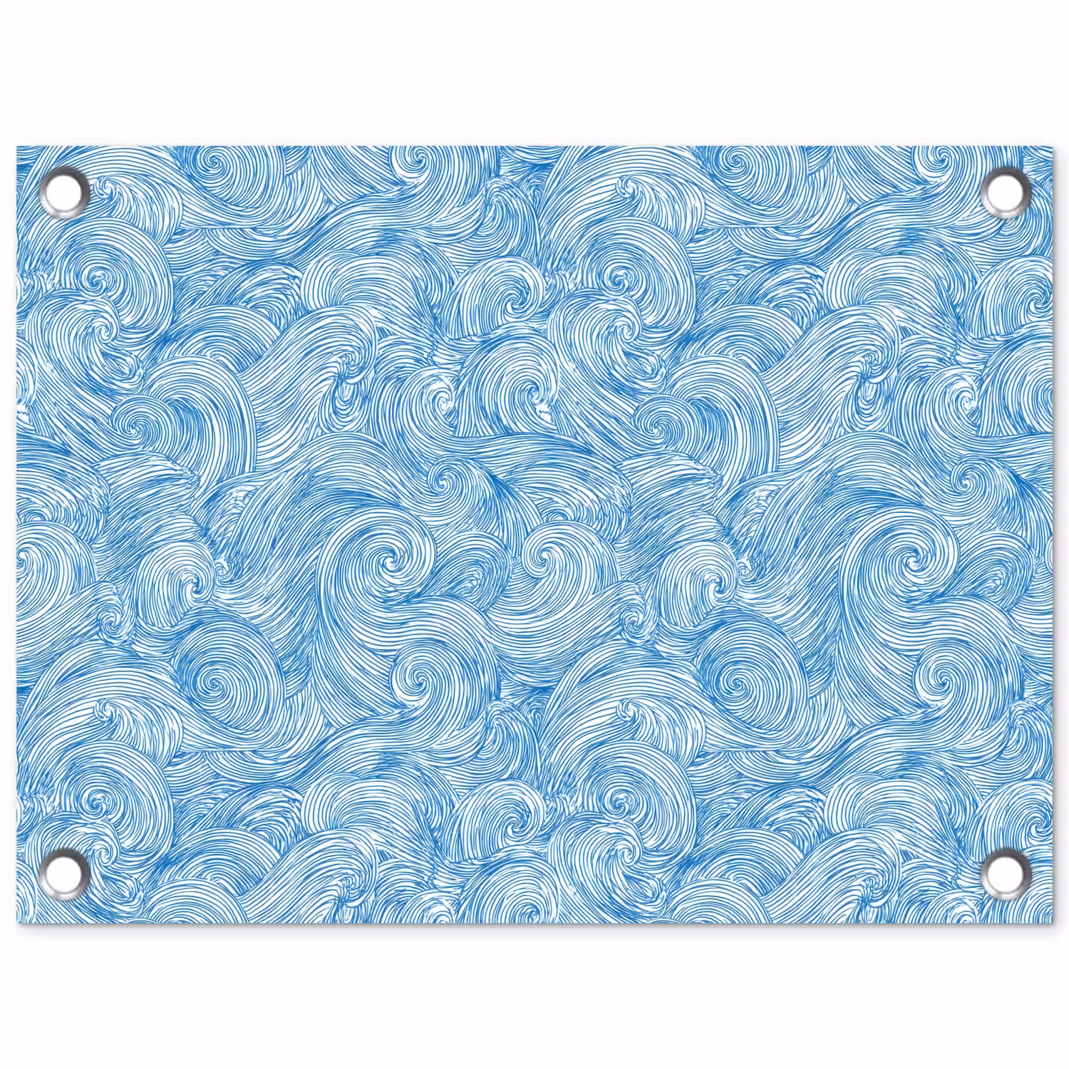 Blauw - Wit - Spiraal - Golven - Lijnen tuinposter los doek klein 239 -3d