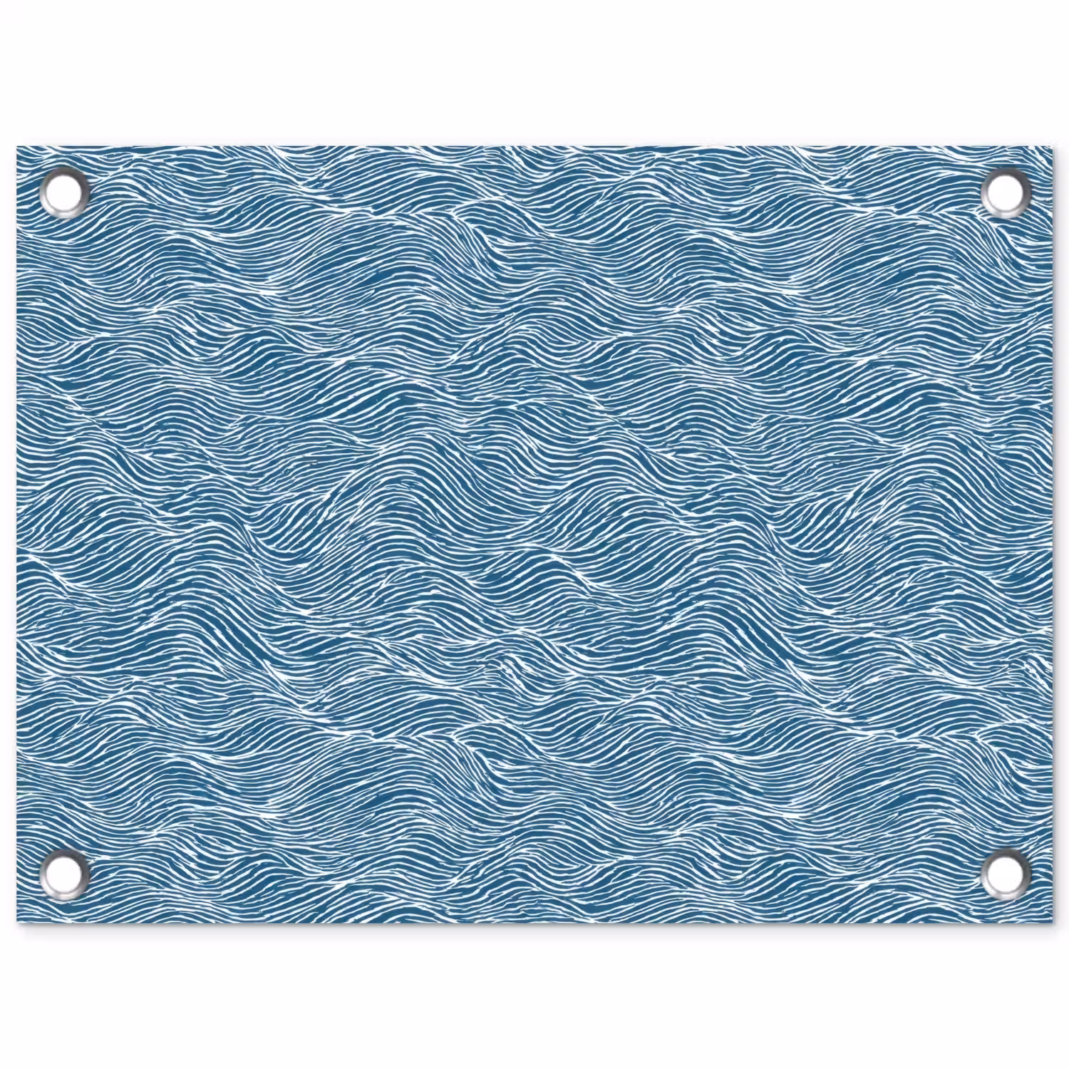 Blauw - Wit - Golven - Getekend - Textuur tuinposter los doek klein 239 -3d