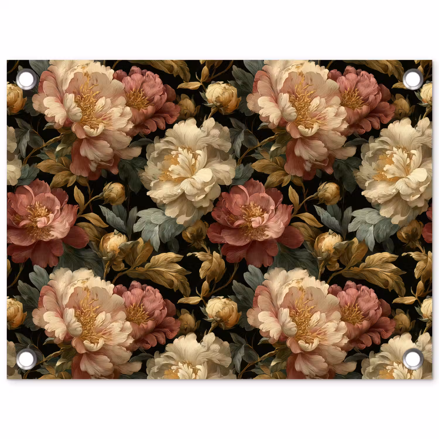 Bloemen - Barok - Patroon - Roze - Crème tuinposter los doek klein 239 -3d