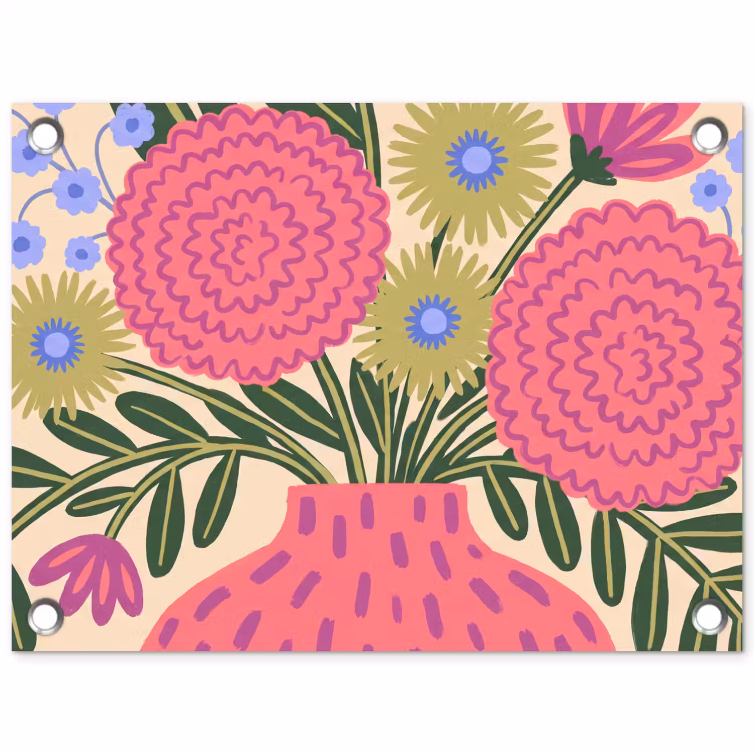 Bloemen - Boeket - Natuur - Abstract - Roze tuinposter los doek klein -3d