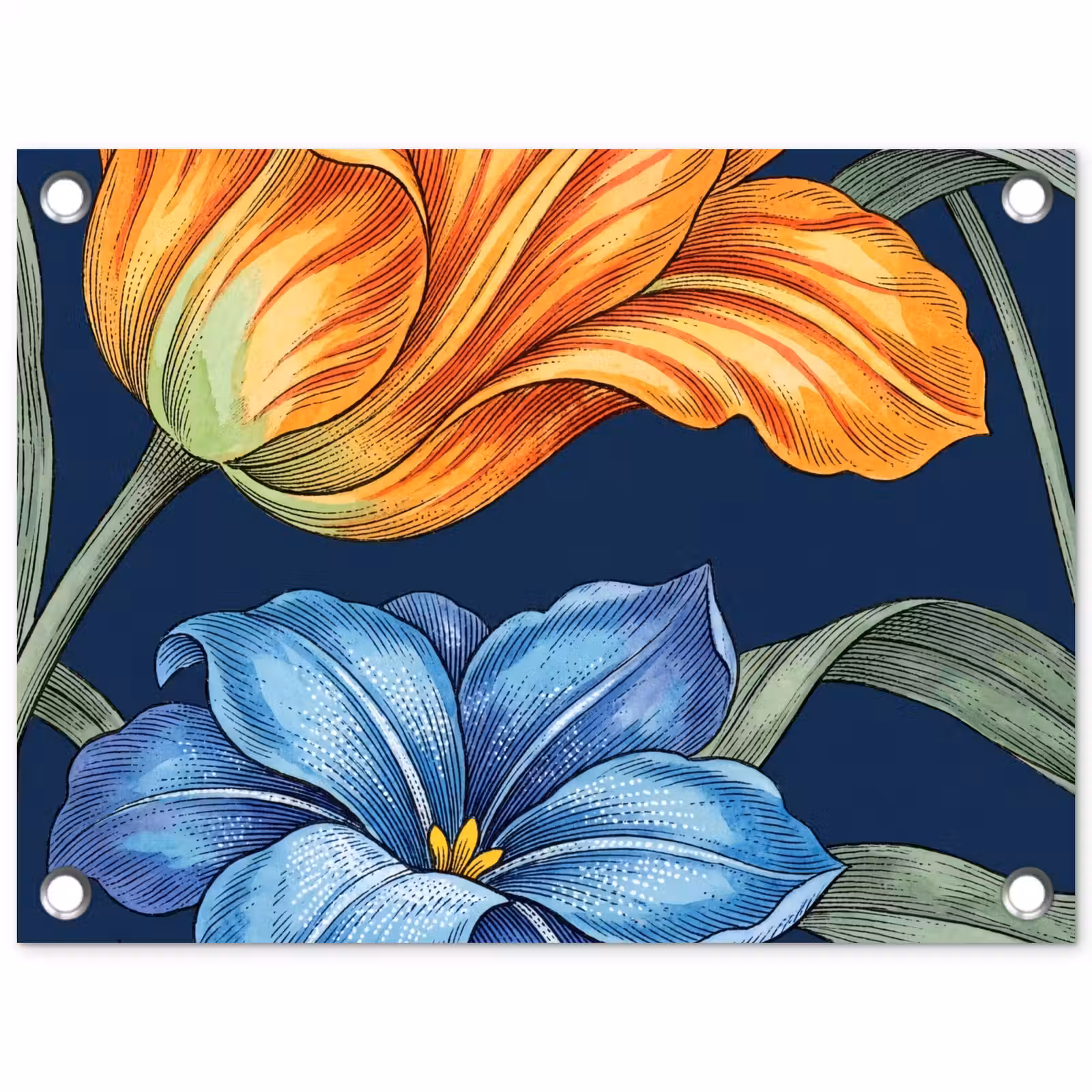 Gartenposter - Blumen – Botanik – Muster - Bloemen - Botanisch - Patroon tuinposter los doek klein