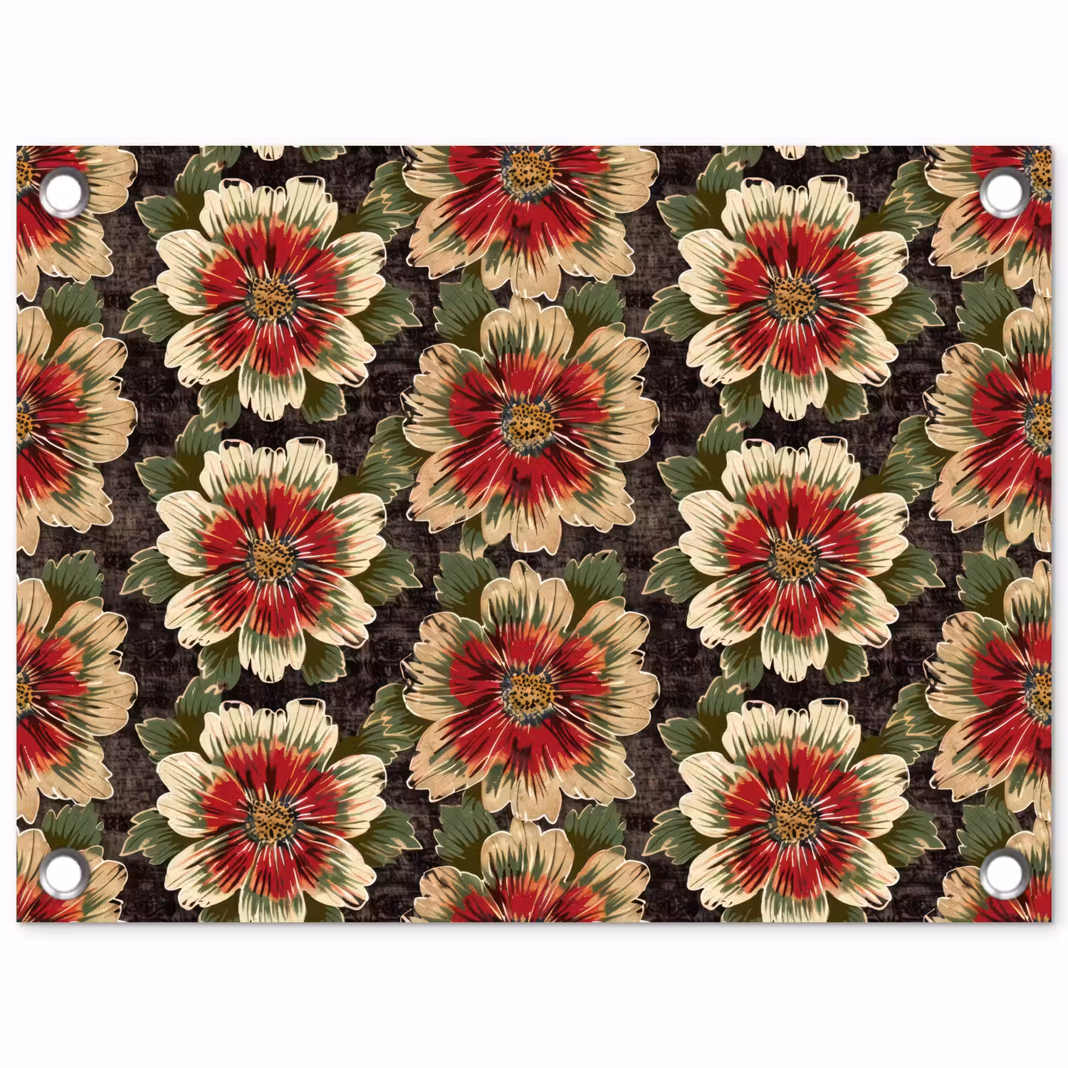 Bloemen - Klassiek - Patroon - Rood tuinposter los doek klein 239 -3d