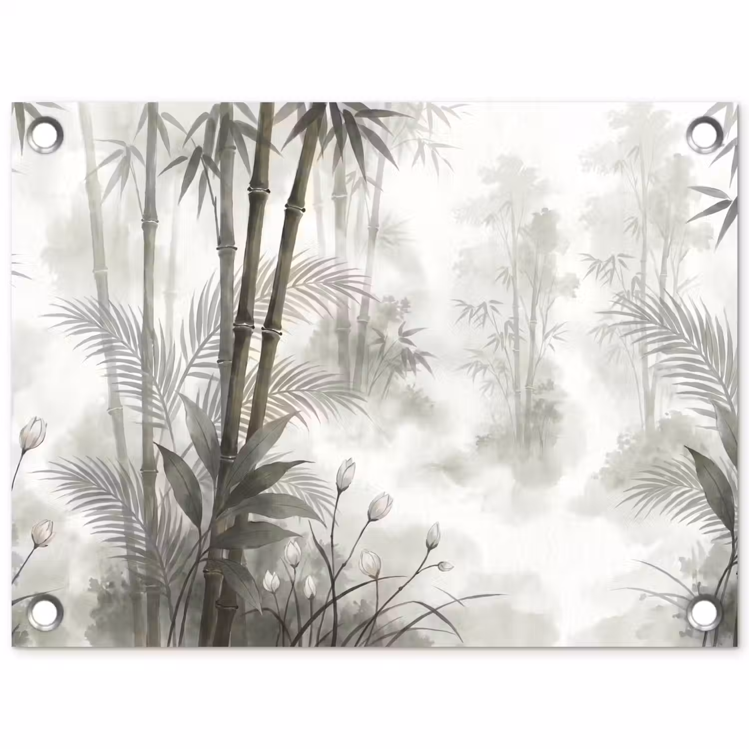Bloemen - Knop - Tuin - Illustratie - Wit tuinposter los doek klein -3d