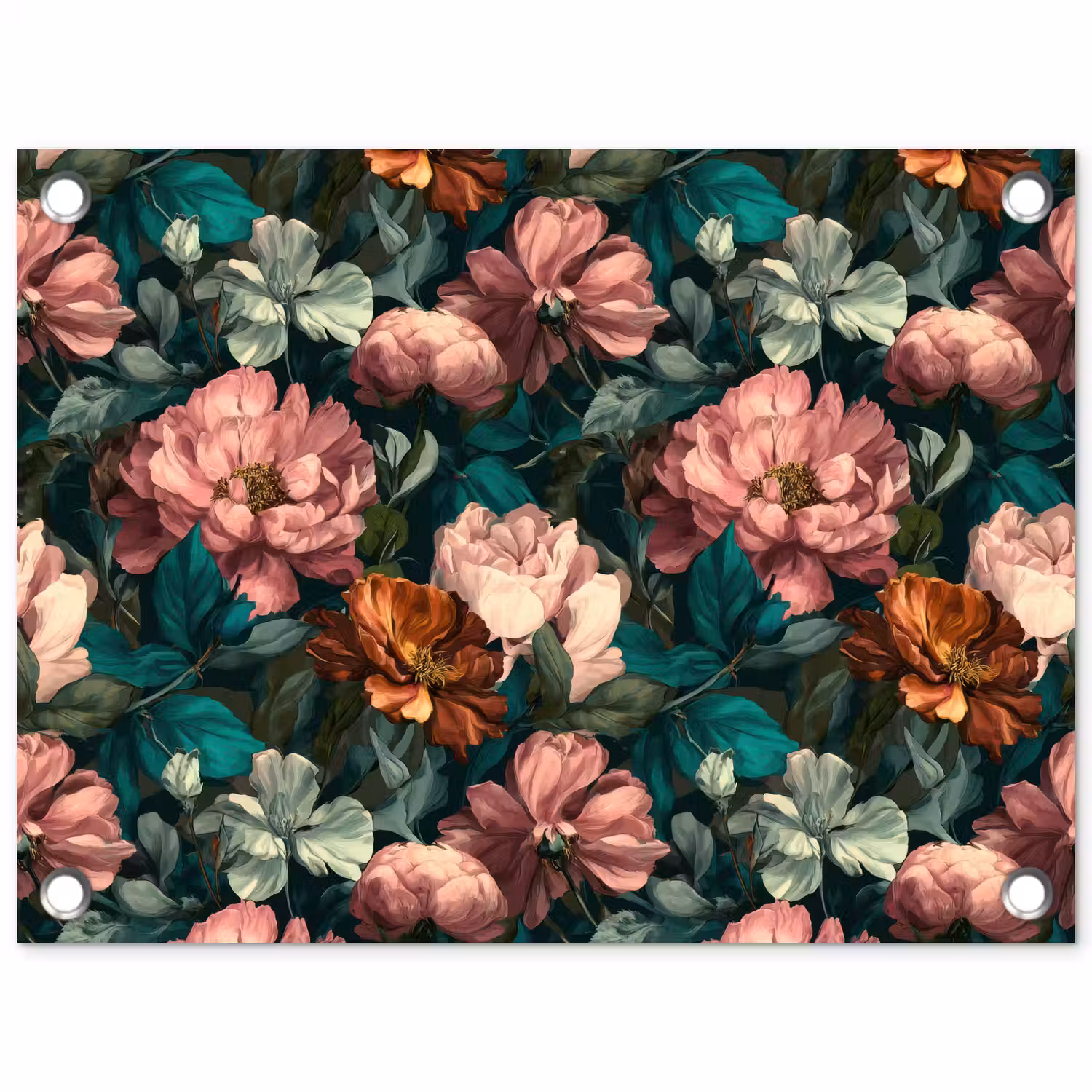 Bloemen - Schilderachtig - Patroon - Roze tuinposter los doek klein 239 -3d