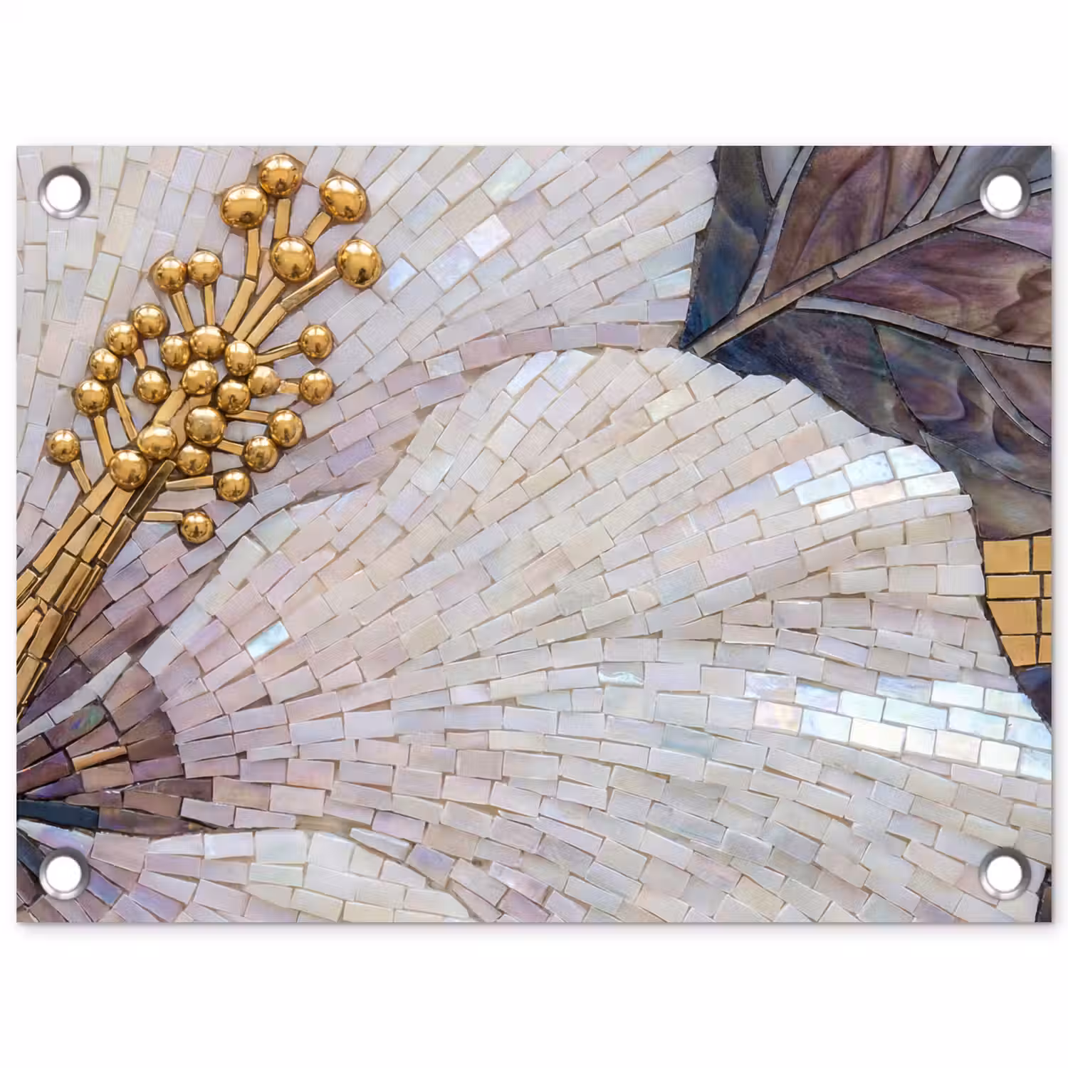Bloemen - Mozaïek - Kunst - Modern - Goud tuinposter los doek klein -3d