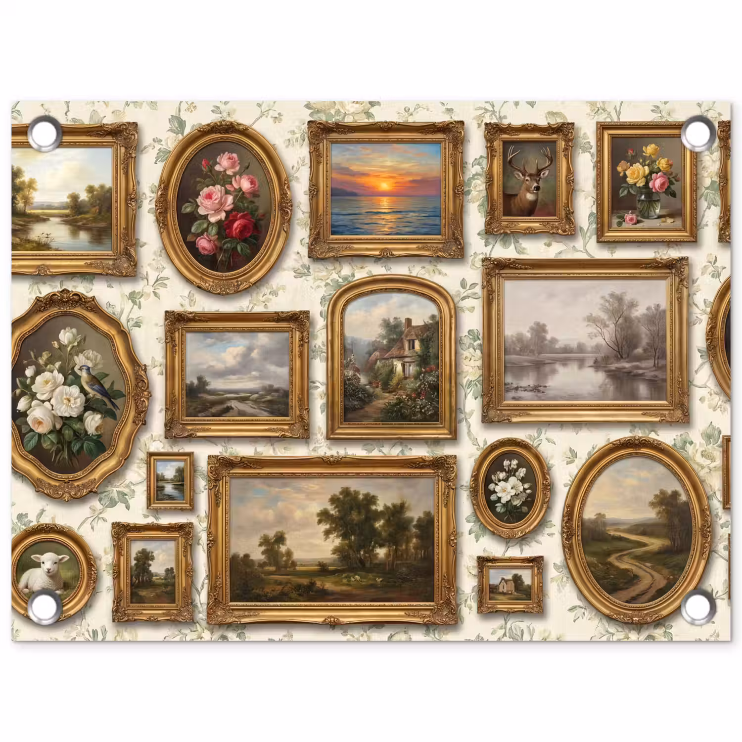Bloemen - Roze - Stilleven - Klassiek tuinposter los doek klein -3d