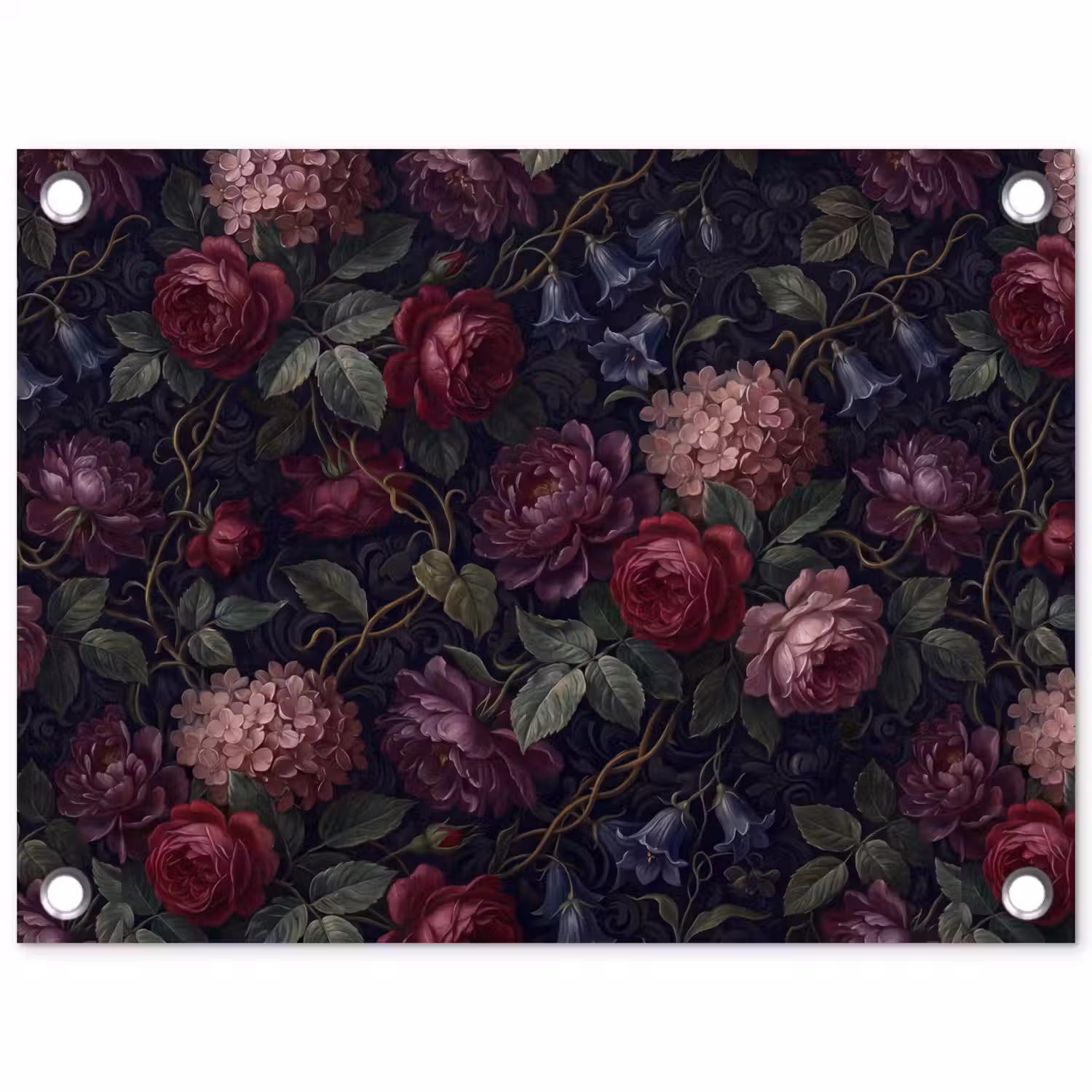 Bloemen - Rood - Klassiek - Donker - Patroon tuinposter los doek klein -3d