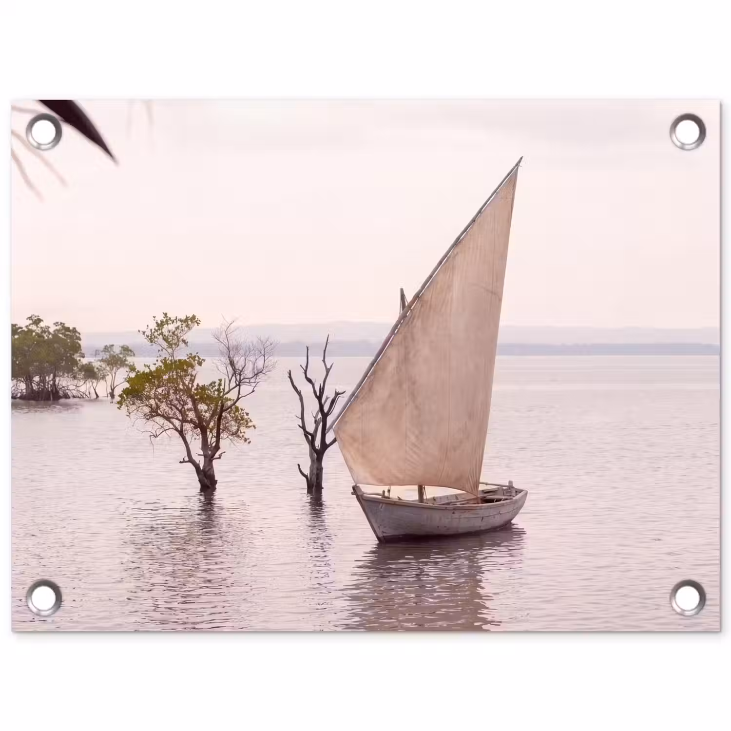 Boot - Zeil - Water - Tropisch - Natuur tuinposter los doek klein -3d