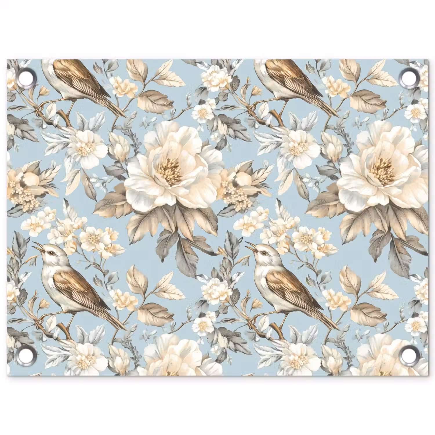 Botanisch - Zangvogel - Blauw tuinposter los doek klein 239 -3d