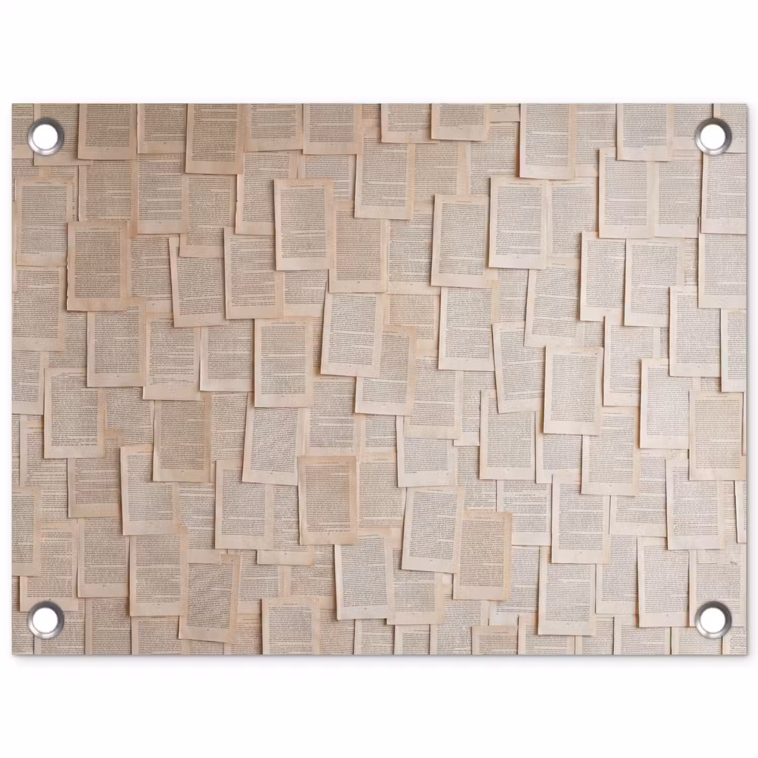 Boekpagina - Collage - Literatuur - Vintage - Beige tuinposter los doek klein -3d