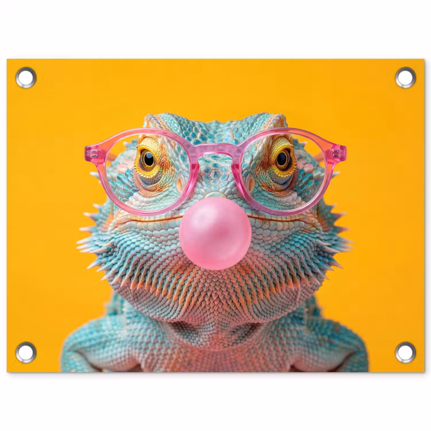 Kameleon - Kauwgom - Kleurrijk tuinposter los doek klein -3d