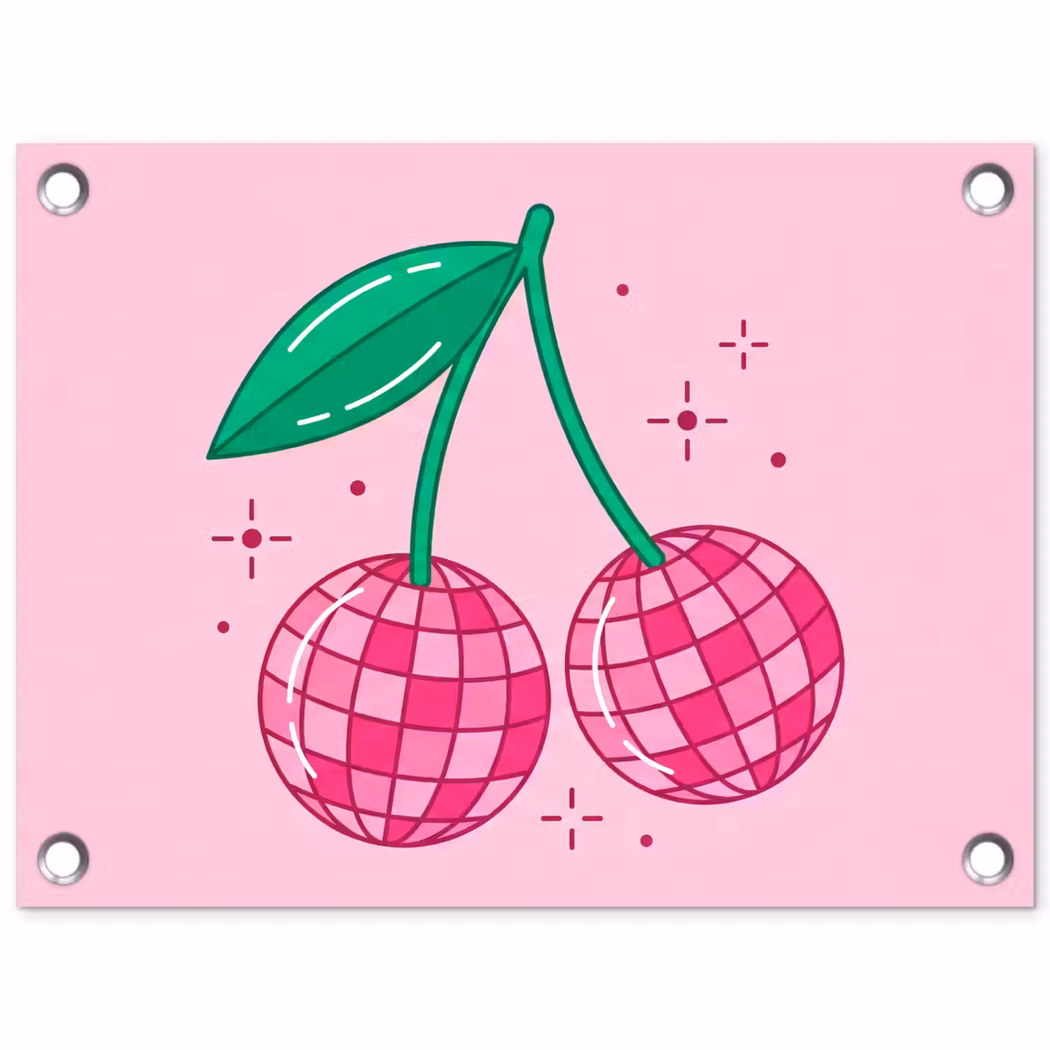 Decoratie - Disco-bal - Feest - Roze tuinposter los doek klein -3d