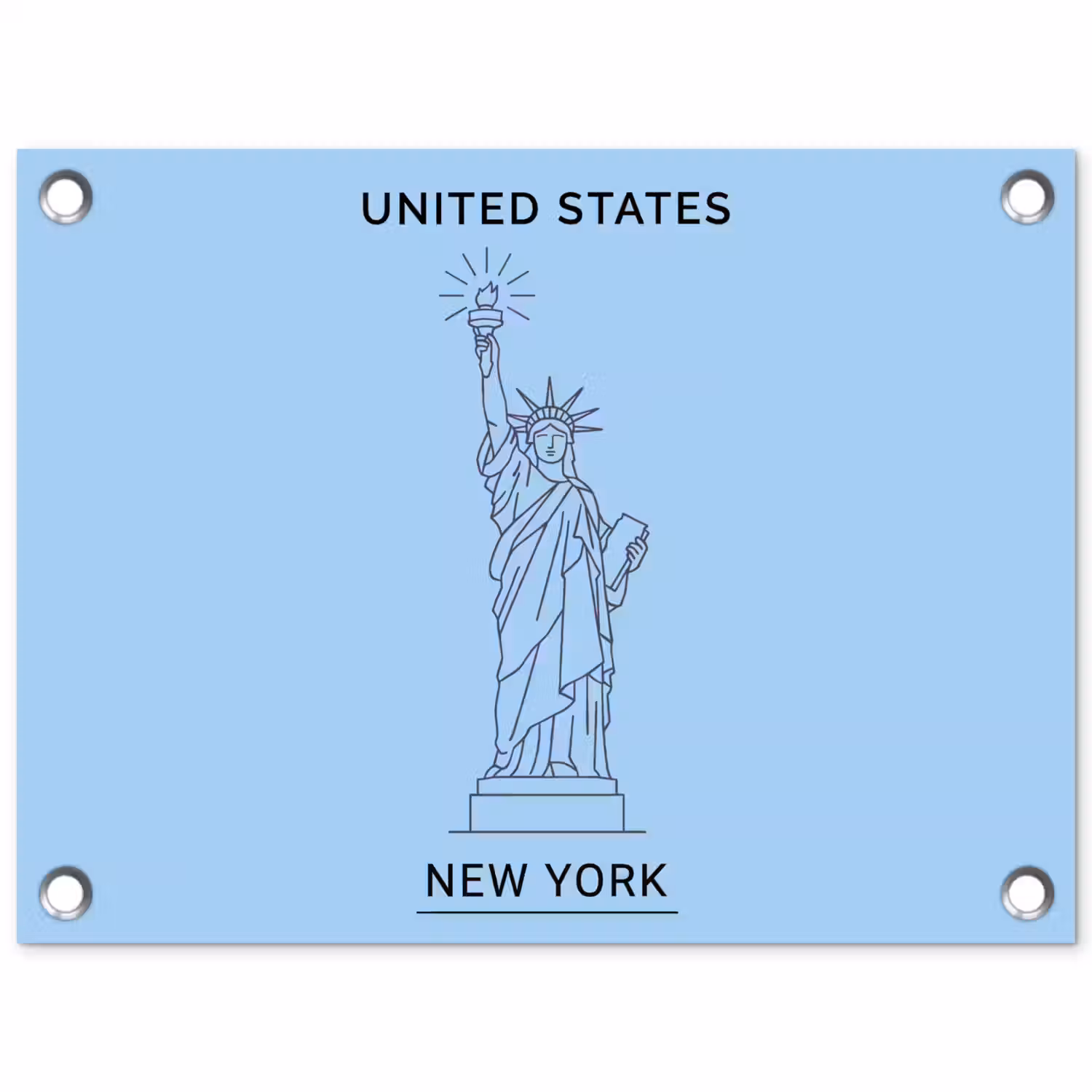 Monument - Vrijheidsbeeld - New York - Minimalistisch - Blauw tuinposter los doek klein -3d