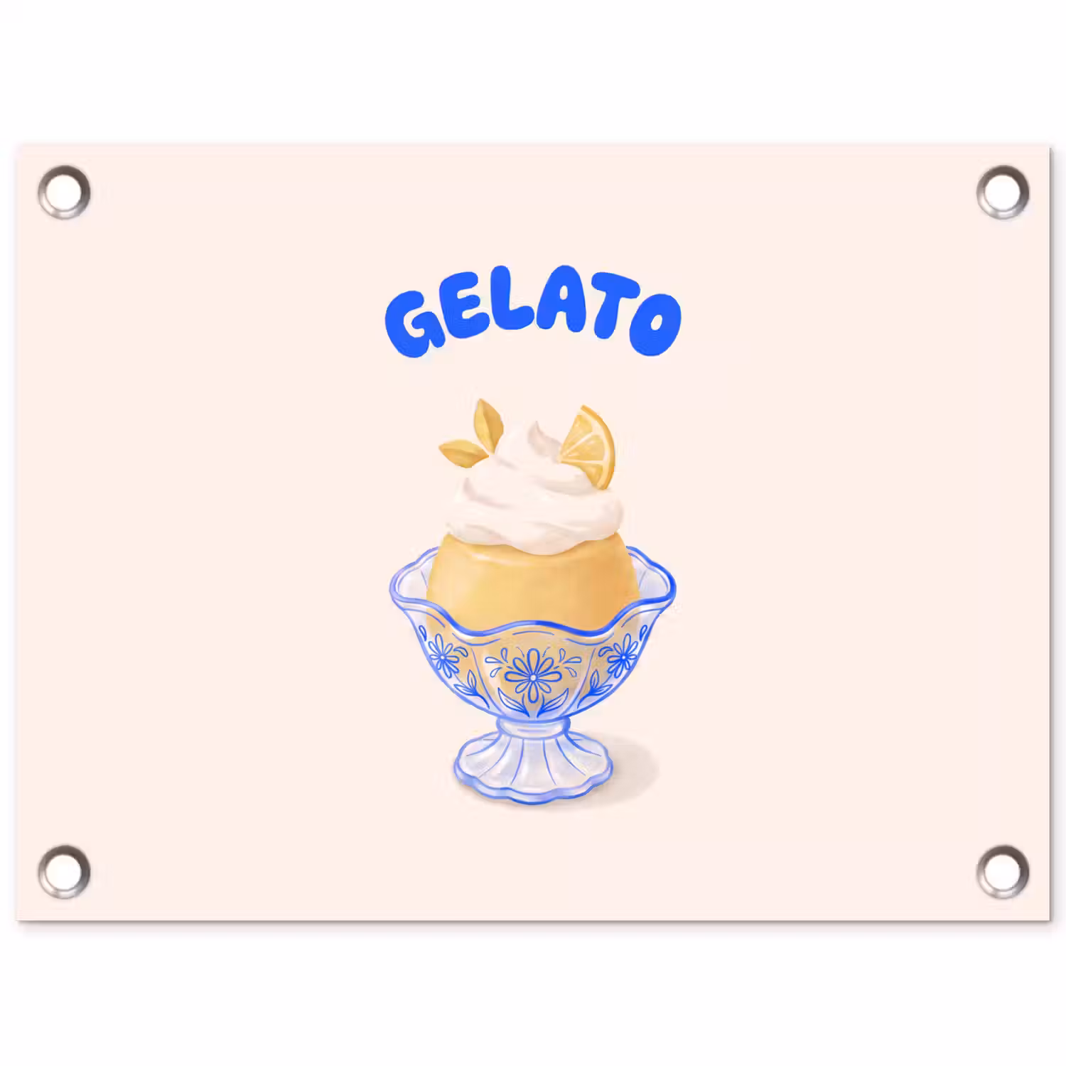 IJs - Citroen - Illustratie - Geel - Dessert tuinposter los doek klein -3d