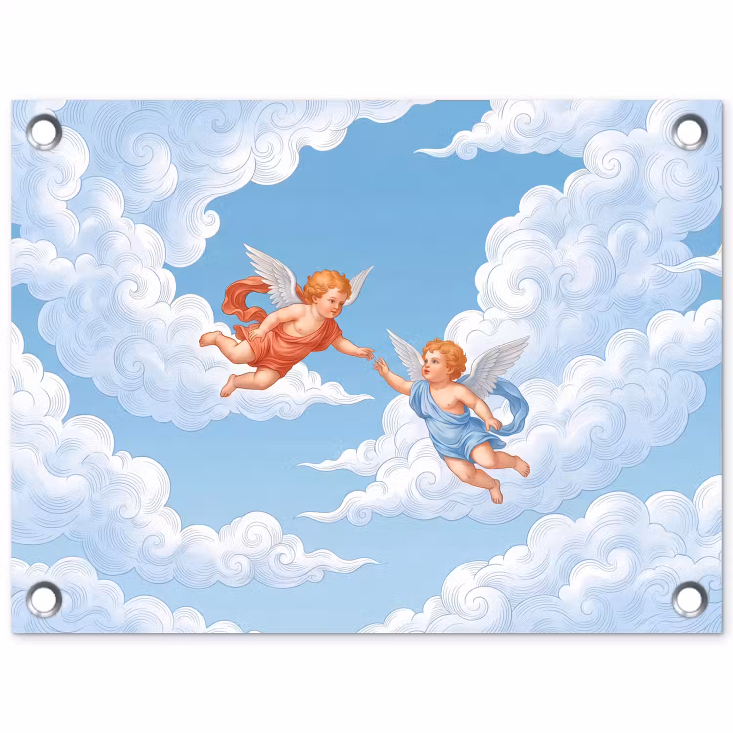 Engel - Vliegend - Klassiek - Blauw tuinposter los doek klein -3d