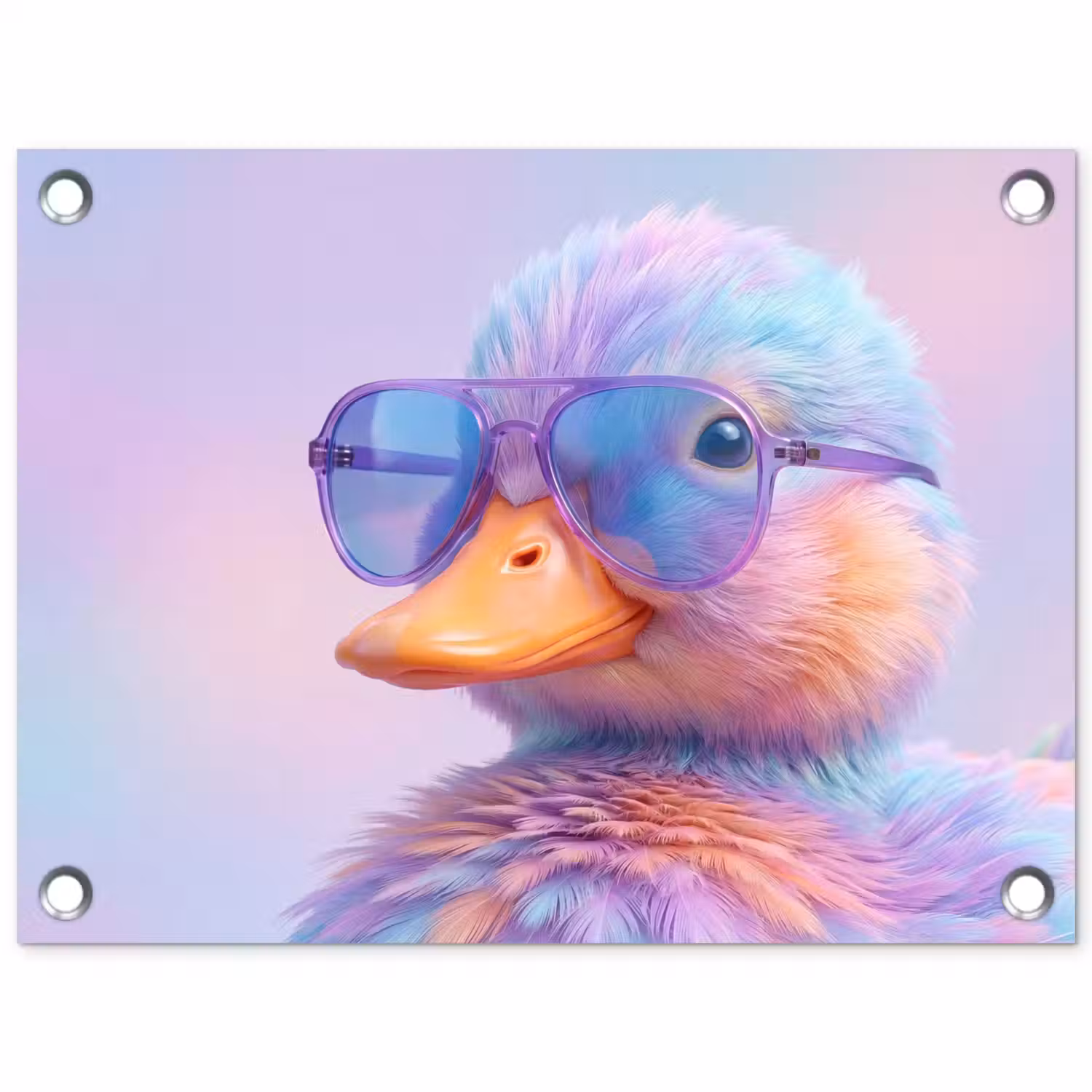 Eend - bril - Pastel tuinposter los doek klein -3d