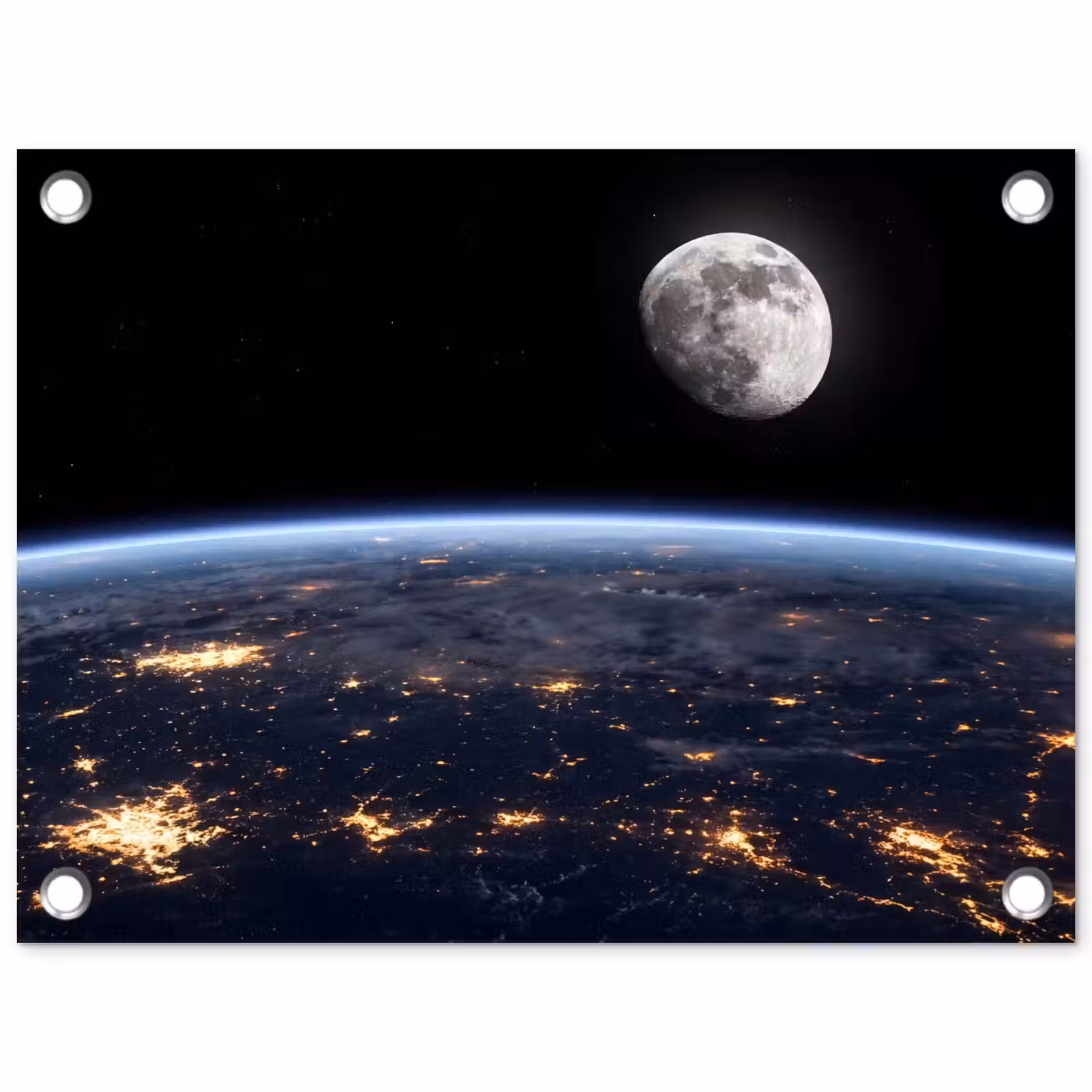 Gartenposter - Erde – Nacht – Weltraum - Aarde - Nacht - Ruimte tuinposter los doek klein