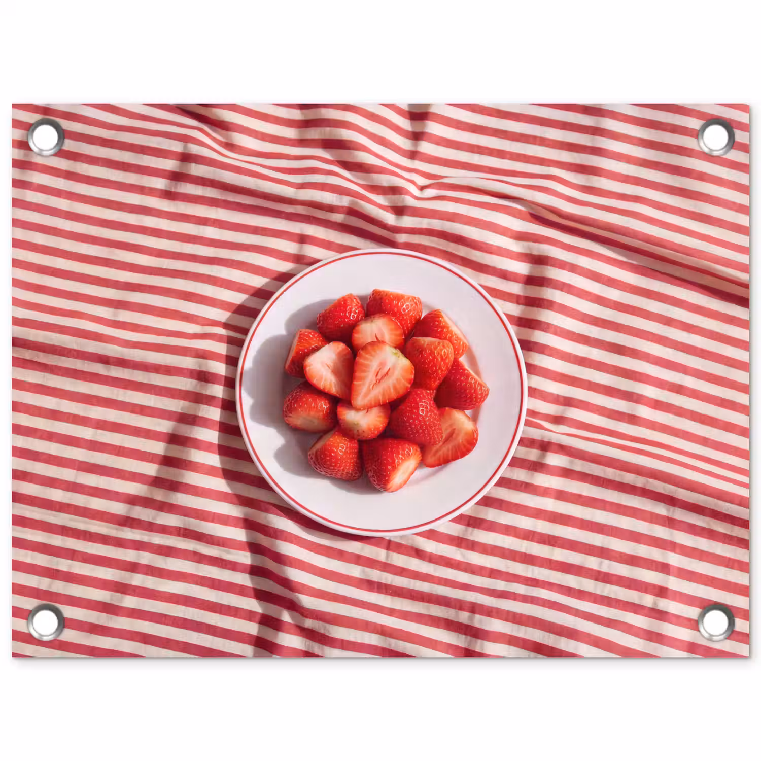 Eten - Aardbeien - Fruit - Zomer - Rood tuinposter los doek klein -3d