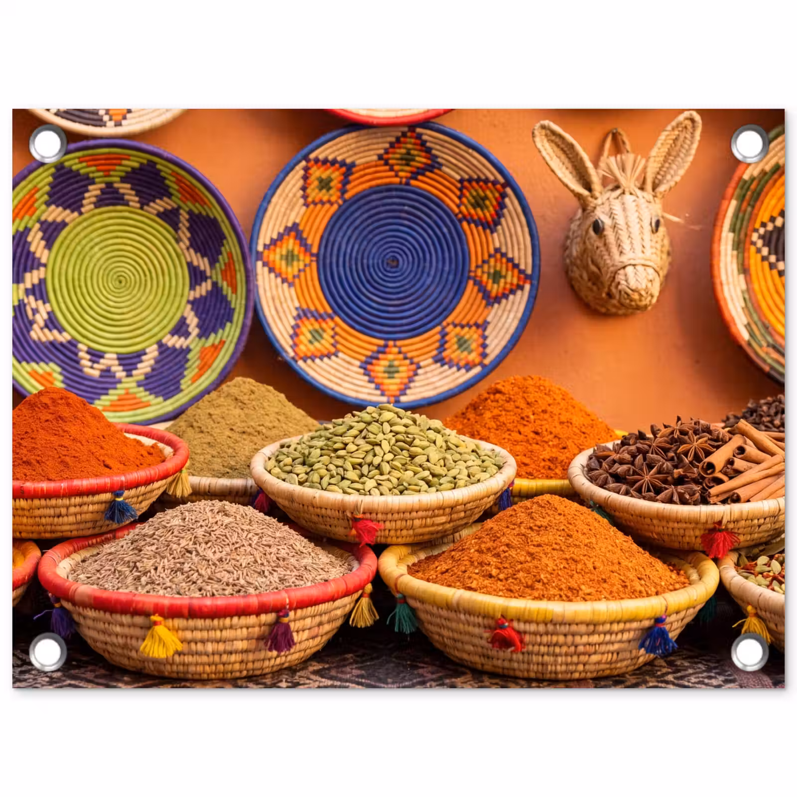 Gartenposter - Essen – Farbenfroh – Kultur - Eten - Kleurrijk - Cultuur tuinposter los doek klein