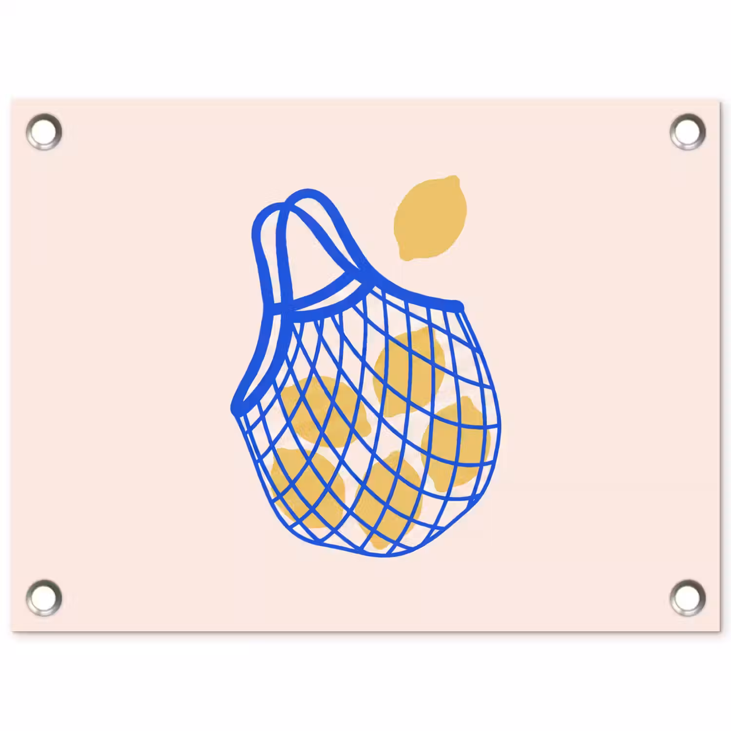 Eten - Citroen - Boodschappen - Abstract - Geel - Blauw tuinposter los doek klein -3d